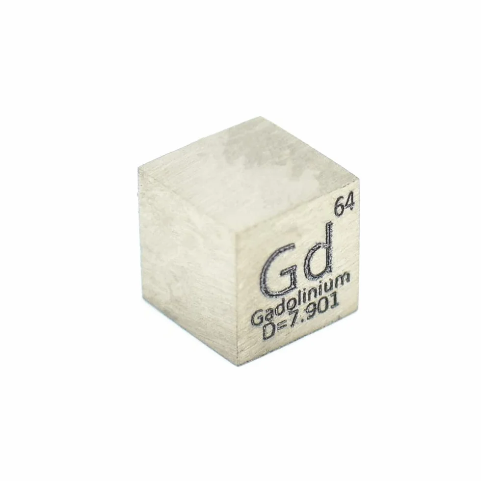 1szt. Gadolinium Metal Gd Fenotyp Okrągły Kubik 10mm 99,99% Gd Kubik Hobby Display Kolekcja