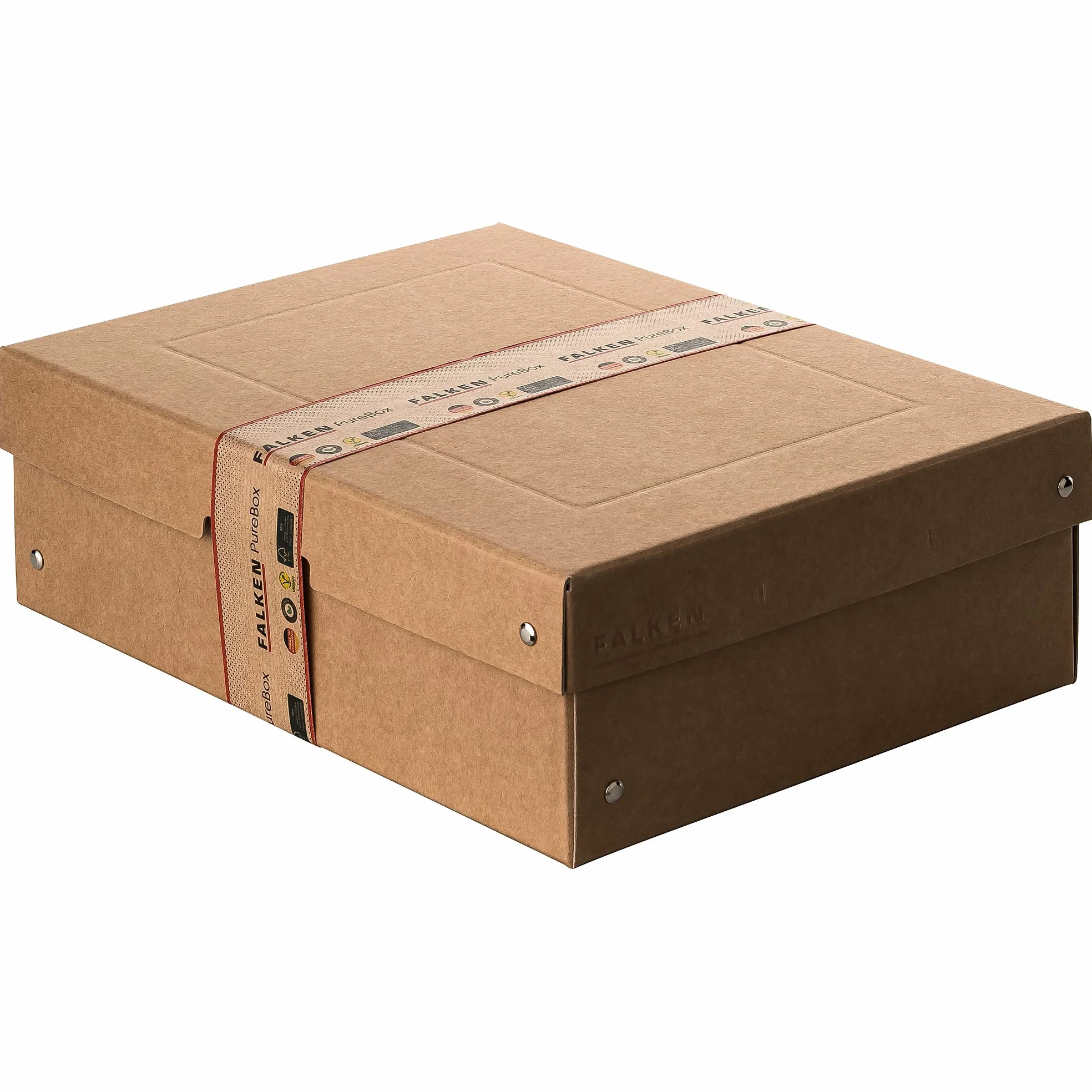 Oryginalny Falken PureBox Nature. Made in Germany. 100 mm wysokości DIN A4. Pudełko do przechowywania z pokrywką ze stabilnego kartonu wegańskie pudełko na prezent pudełko transportowe pudełko