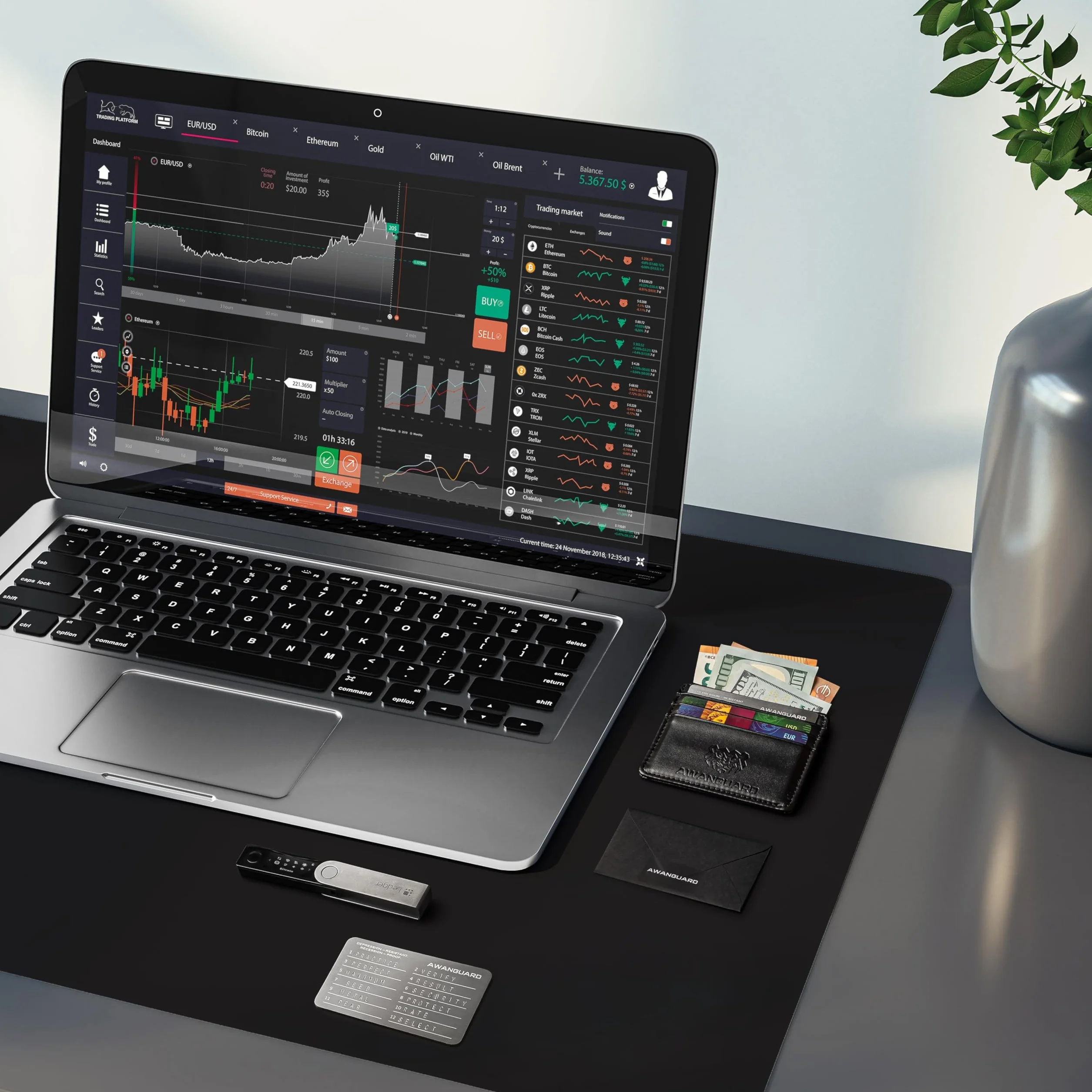 Ultimate Basic Plus - Zimny Portfel Kryptowalut, 3x24 SEED Phrase Crypto Backup + Tabliczka do Ćwiczeń + Etui. Kompatybilny ze WSZYSTKIMI Krypto Portfelami, Sprzętowymi i Programowymi