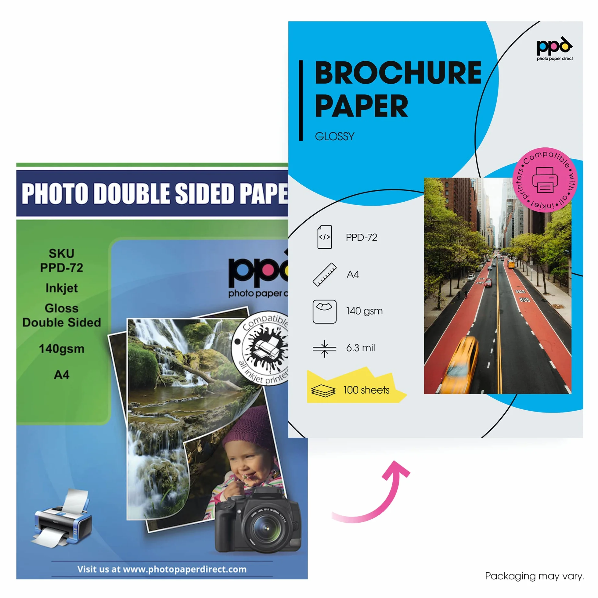 PPD Papier Fotograficzny Błyszczący A4 140g 100 Arkuszy Dwustronny