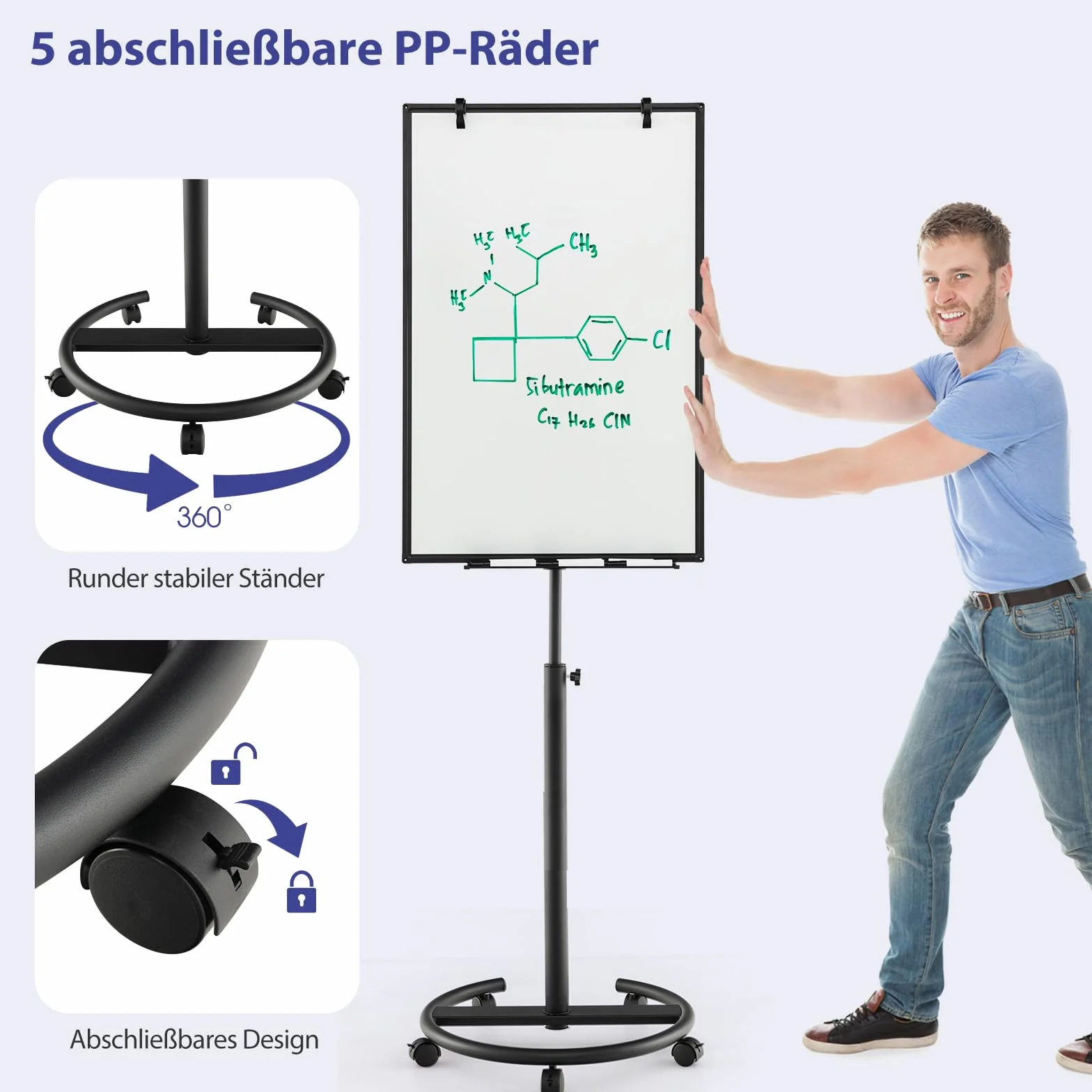 GOPLUS Stojak na flipchart 100 x 65 cm mobilna tablica suchościeralna regulowana wysokość