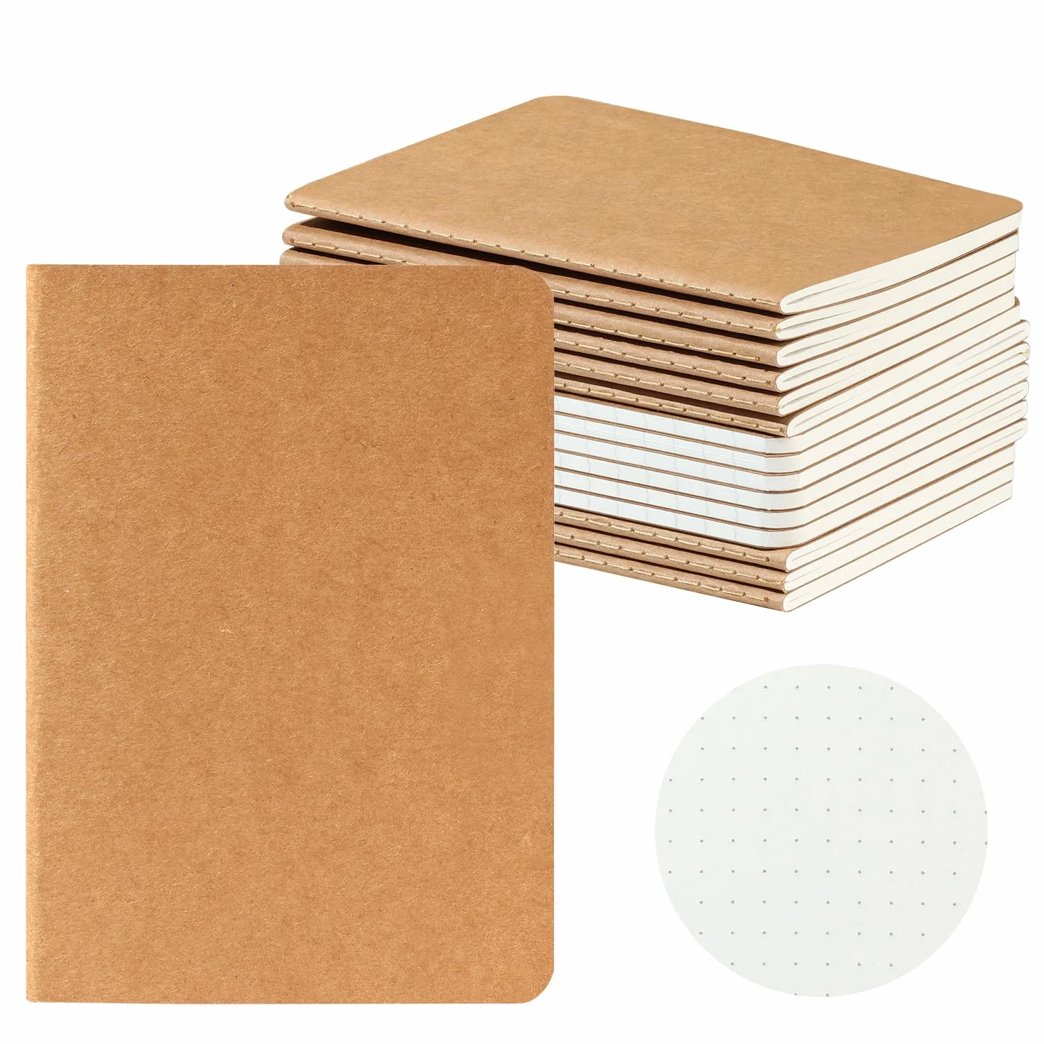 HOMEMARS Notatniki, zeszyt kieszonkowy, mały notatnik, notatnik A6, 16 mały zeszyt punktowy, 100 g/m², gruby papier, 10 x 14 cm, 60 stron, kartonowa okładka