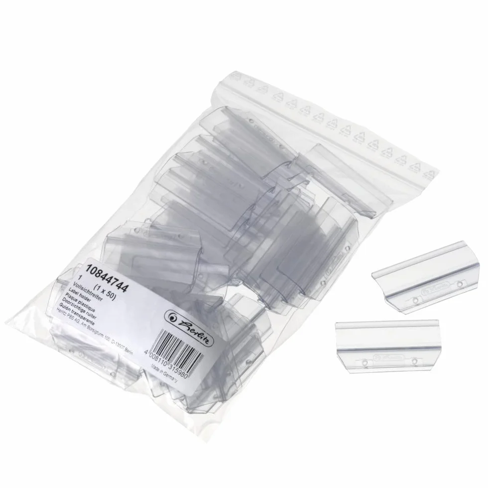 Herlitz 6 cm uchwyt na etykiety do zawieszania plików - przezroczysty (50 sztuk)