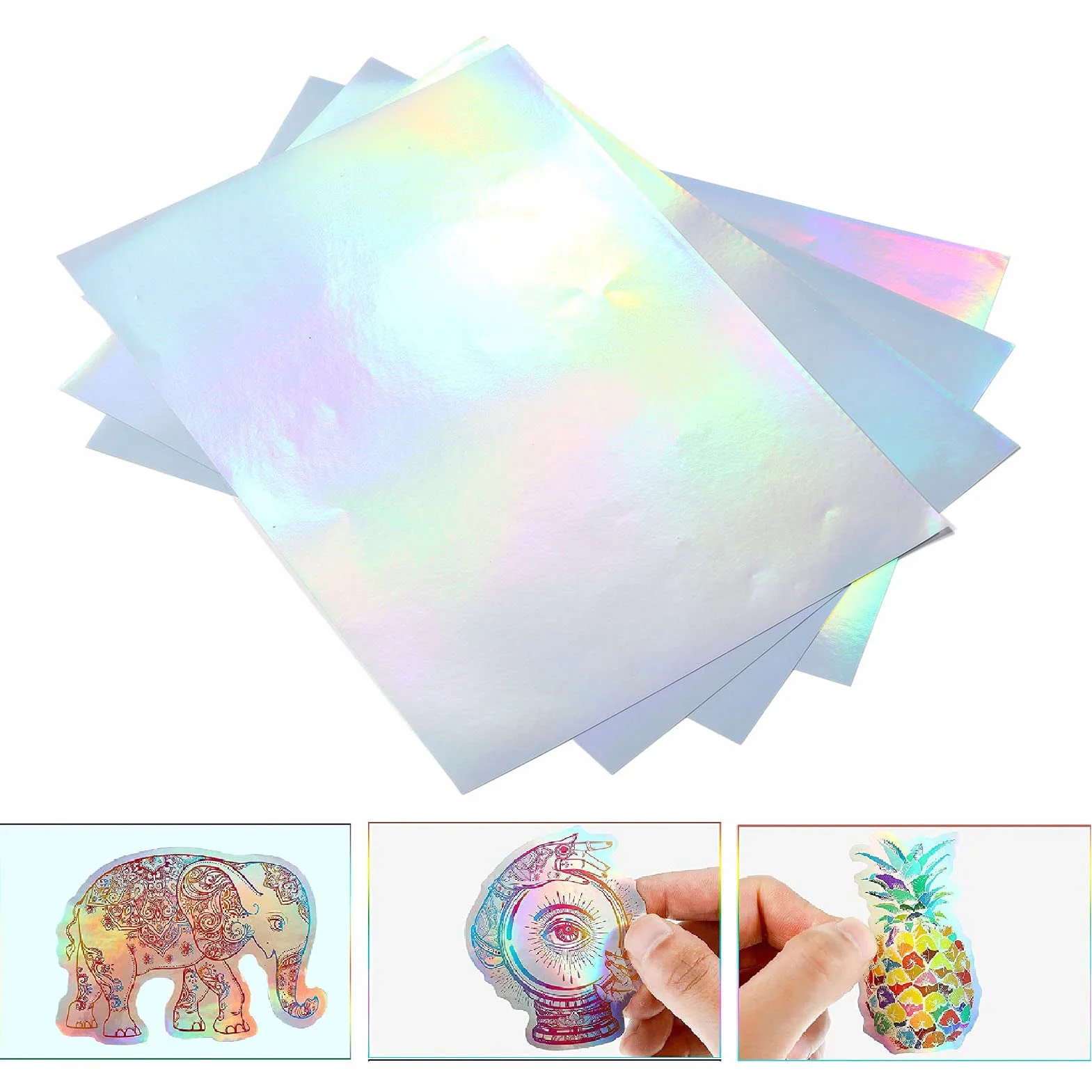22 Arkusze A4 Papier do Naklejek Holograficznych do Druku, Wodoodporna Folia Aluminiowana Laserowo Papier Holograficzny w Sztyfcie, 210 Mm X 297 Mm / 8 X 12 Cali Rozmiar