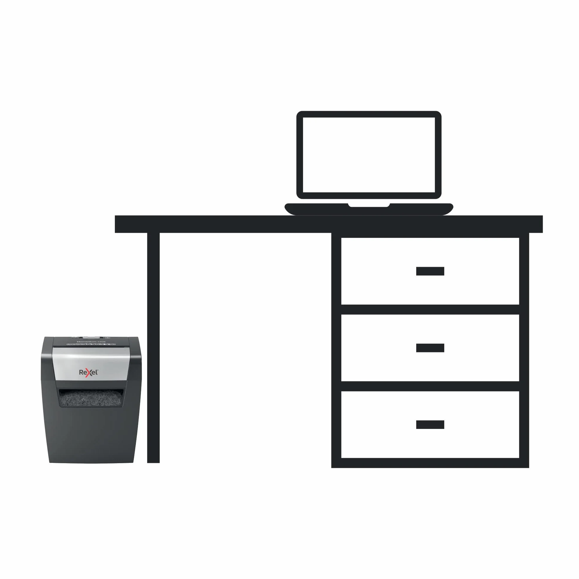 Rexel, Niszczarka do Papieru Rexel Momentum X406, Tnie na Konfetti do 6 kartek (80 gsm), Poziom Bezpieczeństwa P-4, Pojemność Pojemnika na Ścinki 15L, Kolor Czarny (2104569EU)