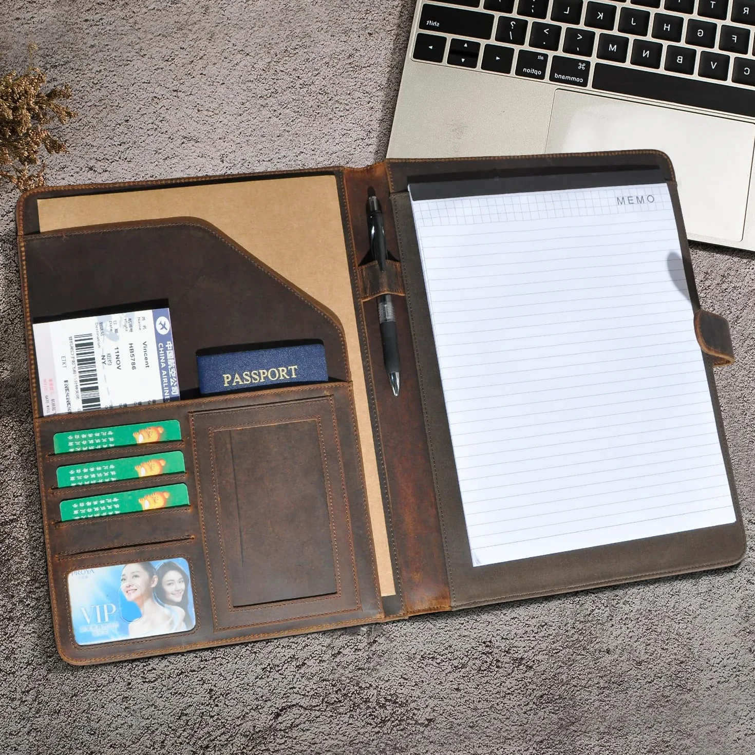 Crazy Horse Skórzane Padfolio, Legal Pad Organizer do Biura Biznesowego, Wznów Teczka, Notatnik do A4/Pad, 901 (901 Brązowy)