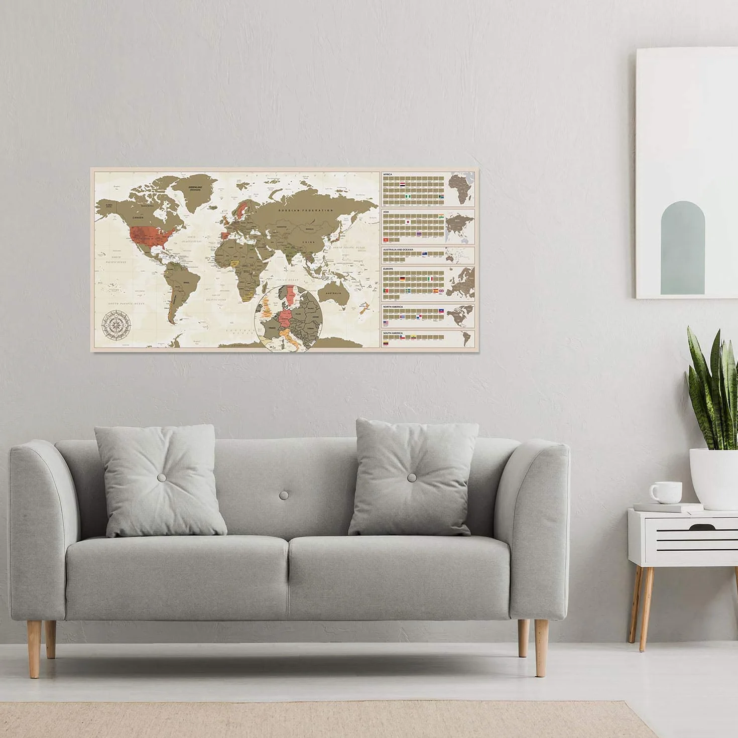 GOODS+GADGETS Scrape Off World Map Vintage – mapa świata XXL do zdrapywania, 100 x 45 cm, mapa świata Deluxe obraz ścienny