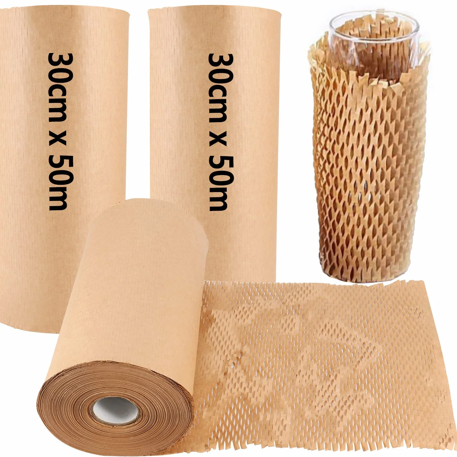 Papier o strukturze plastra miodu 30 cm x 50 m rolka do pakowania kraft