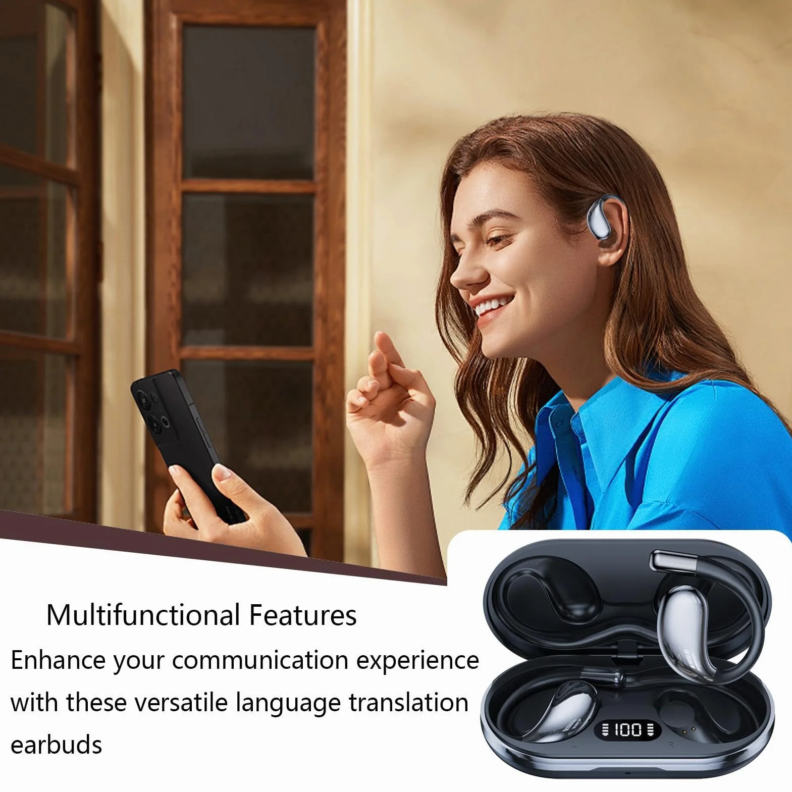 Travel Translator Earbuds | Ai Translator Earbuds | Translation Earbuds | Hifi Sound Earbuds | Smart Earbuds | Ai Translator Earbuds Real-time 60h Long Life And Hifi Sound For Travel Learning