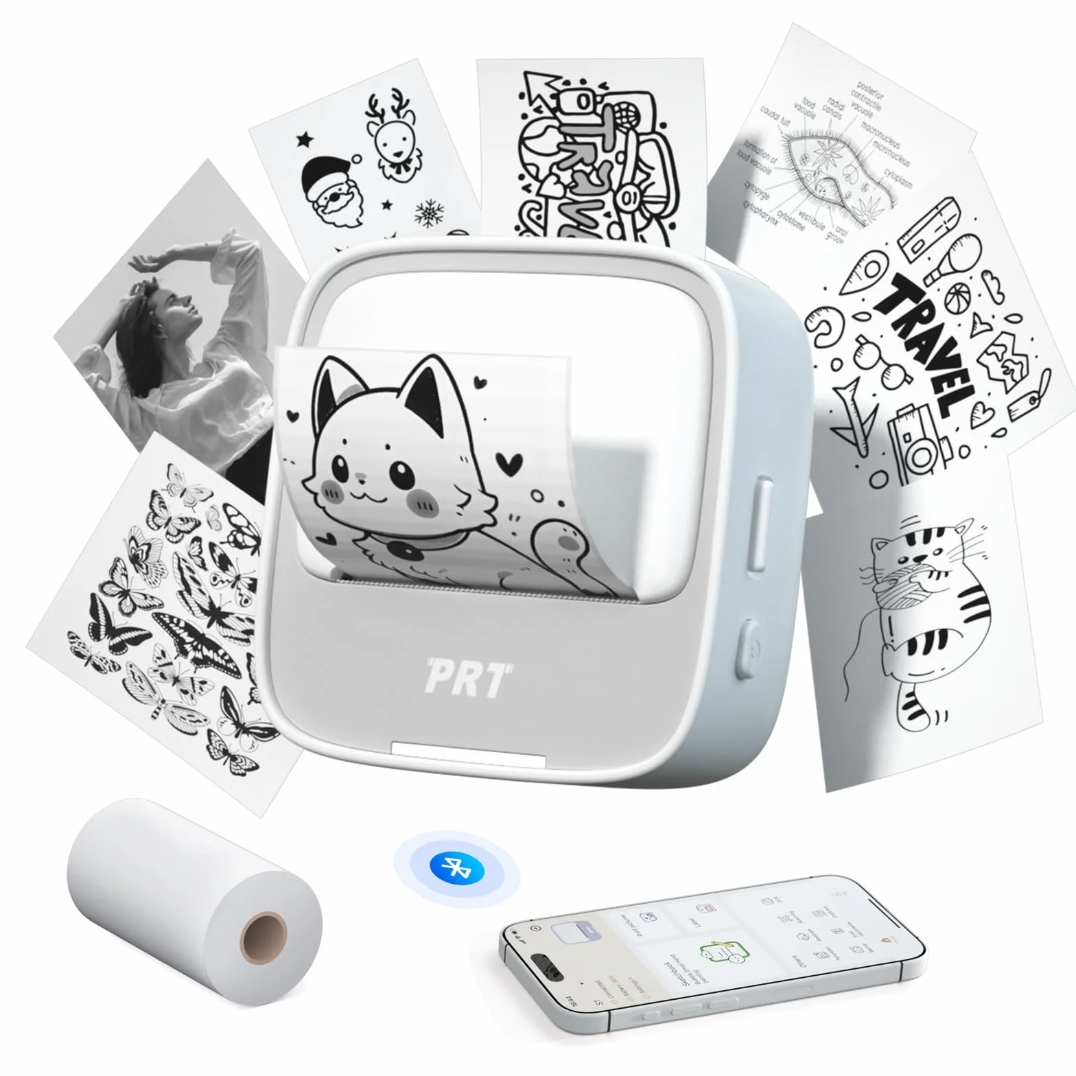 Mini przenośna drukarka termiczna S1 Bluetooth, kieszonkowa drukarka etykiet do nauki, DIY