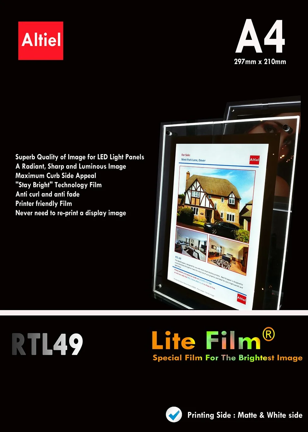 Lite Film® RTL49-10 A4 podświetlany papier LED do drukarek atramentowych i kopiarek laserowych