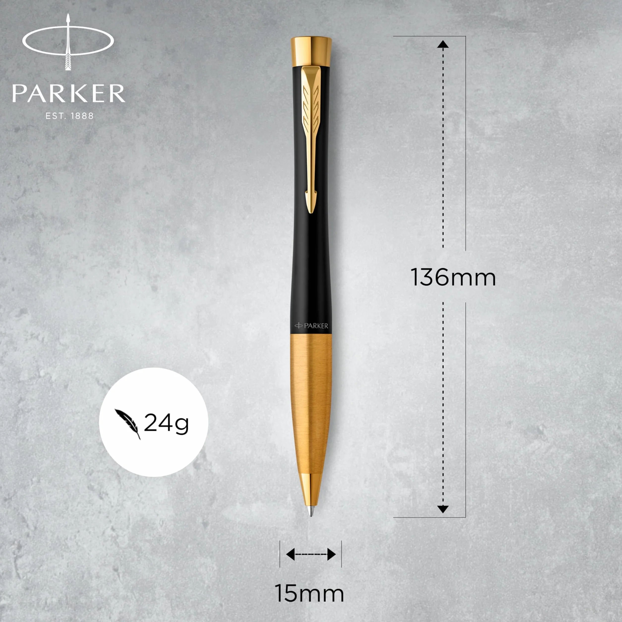 Parker Urban Twist 2143640 Długopis, Czarny/Złoty, 136 cm