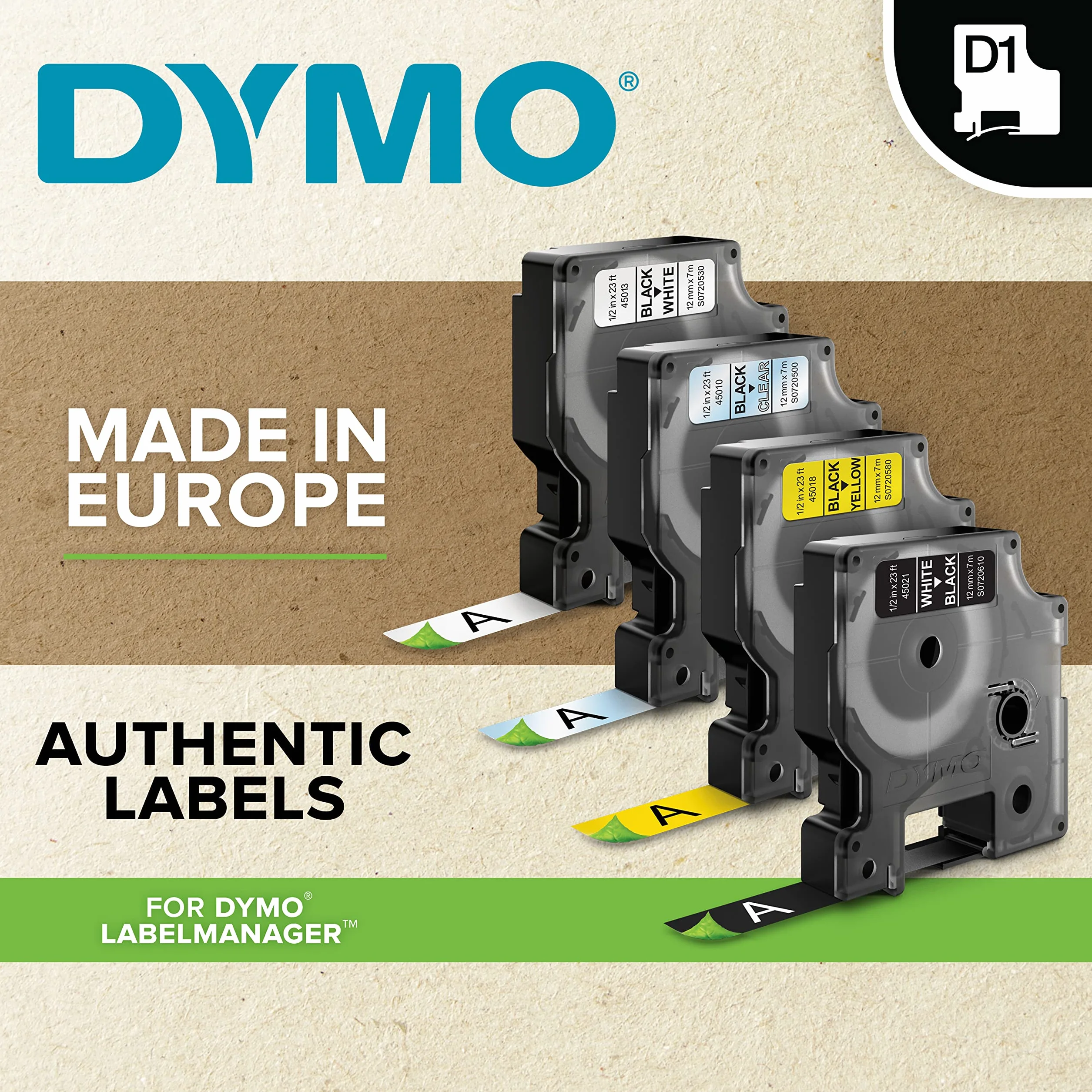 Dymo S0720530 Taśma do Etykietowania, Biały, 12 mm x 7 m