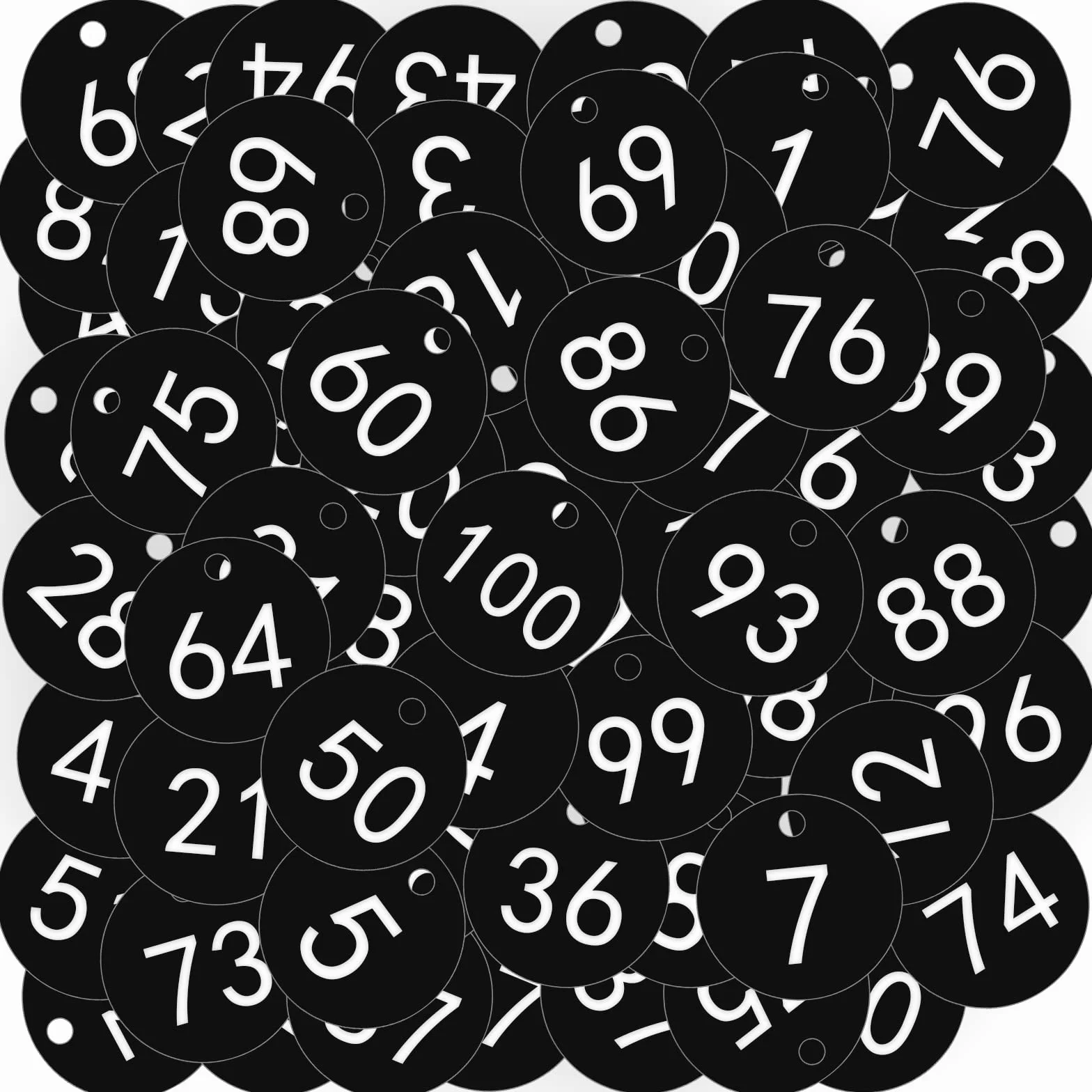OFFCUP Numerowane etykiety z numerami, czarne plastikowe etykiety identyfikacyjne do szafek w hotelach, pubach i spa (1-100)