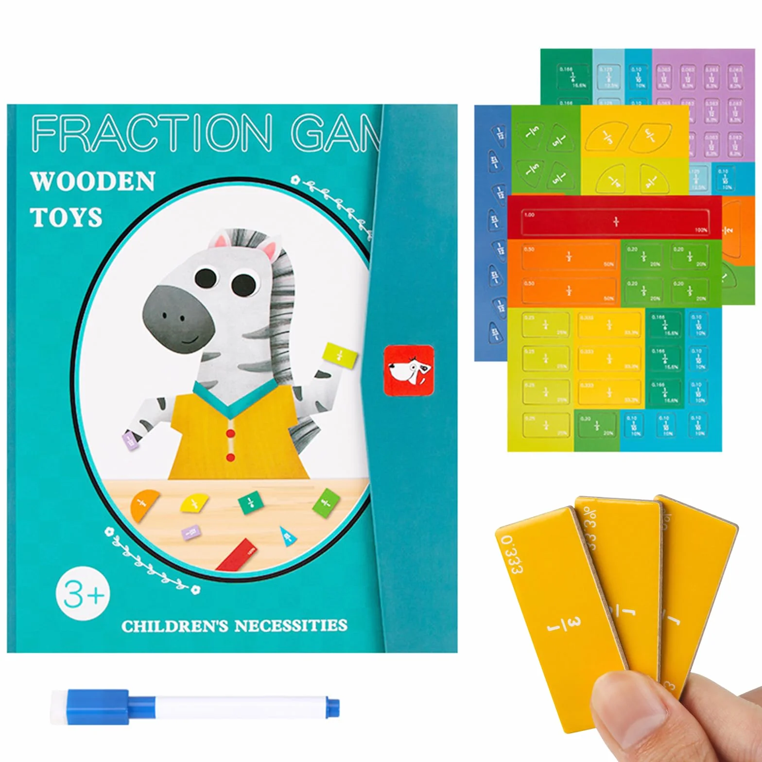 Magnetyczna pomoc naukowa do nauki ułamków, magnetyczna gra matematyczna do nauki ułamków z tablicą i pisakiem, zabawka edukacyjna Montessori jako prezent dla dzieci w wieku 5, 6, 7, 8 i 9 la