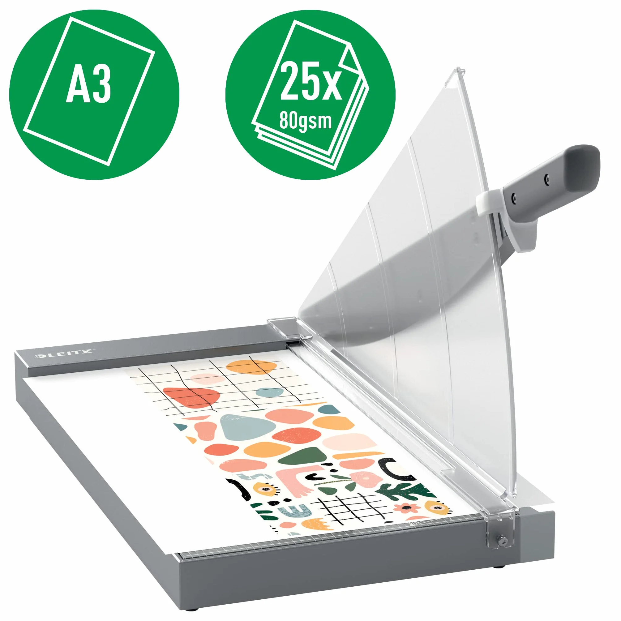 Leitz, Gilotyna do Papieru Leitz Precision Office Pro A3 z Prowadnicą Wyrównującą, Tnie do 25 Kartek, Długość Cięcia 457 mm, Stalowe Ostrze z Osłoną, Światło EdgeGlow (90240000)