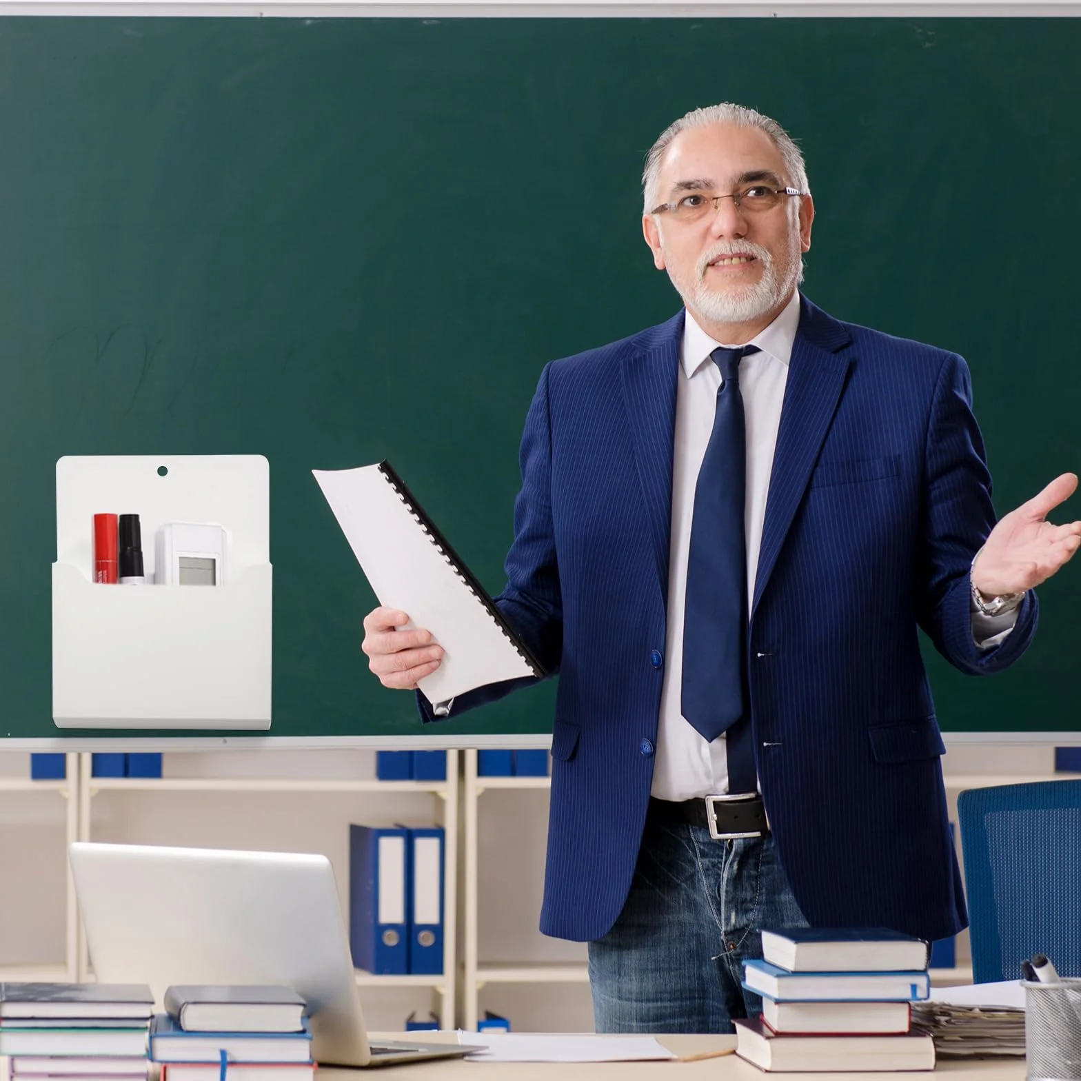 QUARKZMAN 6 opakowań magnetycznych uchwytów na dokumenty, magnetyczny organizer ścienny odpowiedni do czasopism, poczty, papieru, listów, materiałów biurowych biały/zielony (duży, średni, mały)