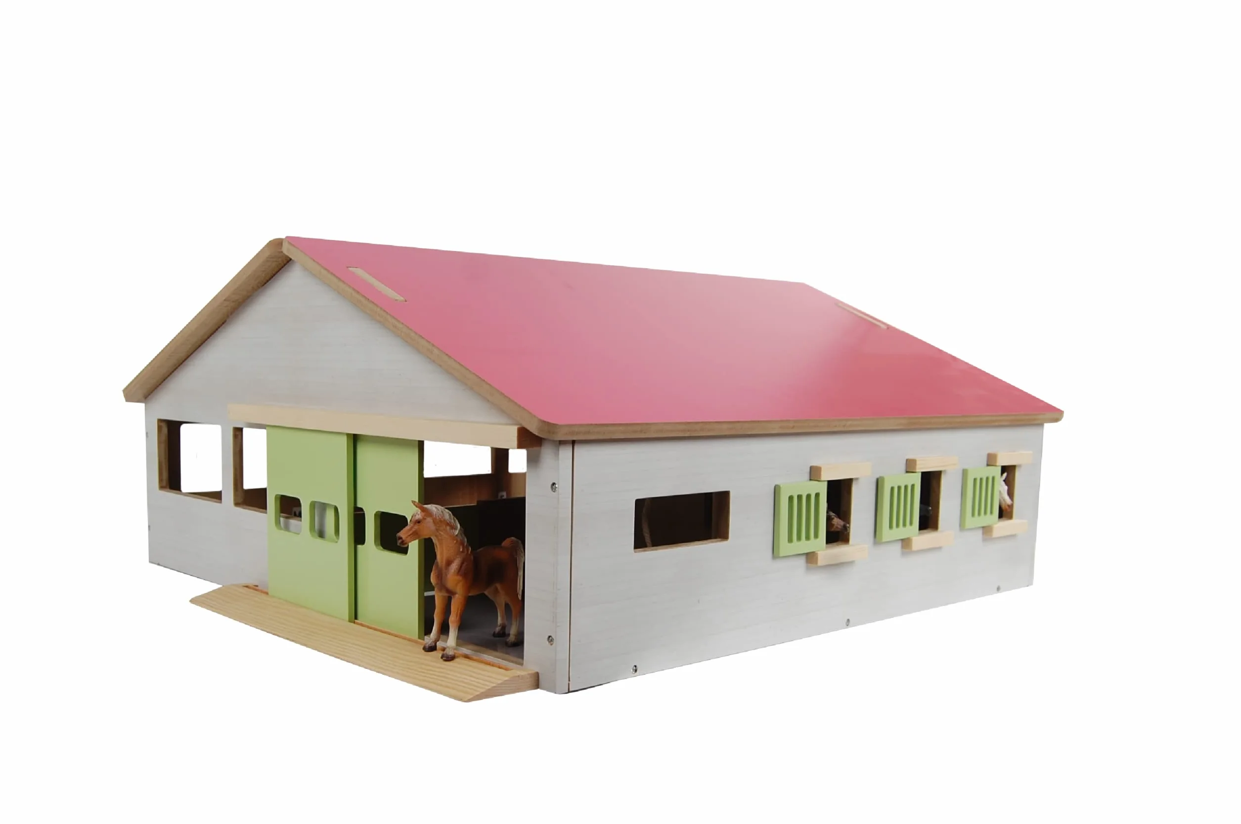 Kids Globe Stajnia dla koni drewniana 62 cm 56 cm 26 cm z 3 skrzyniami i miejscem do jazdy konnej