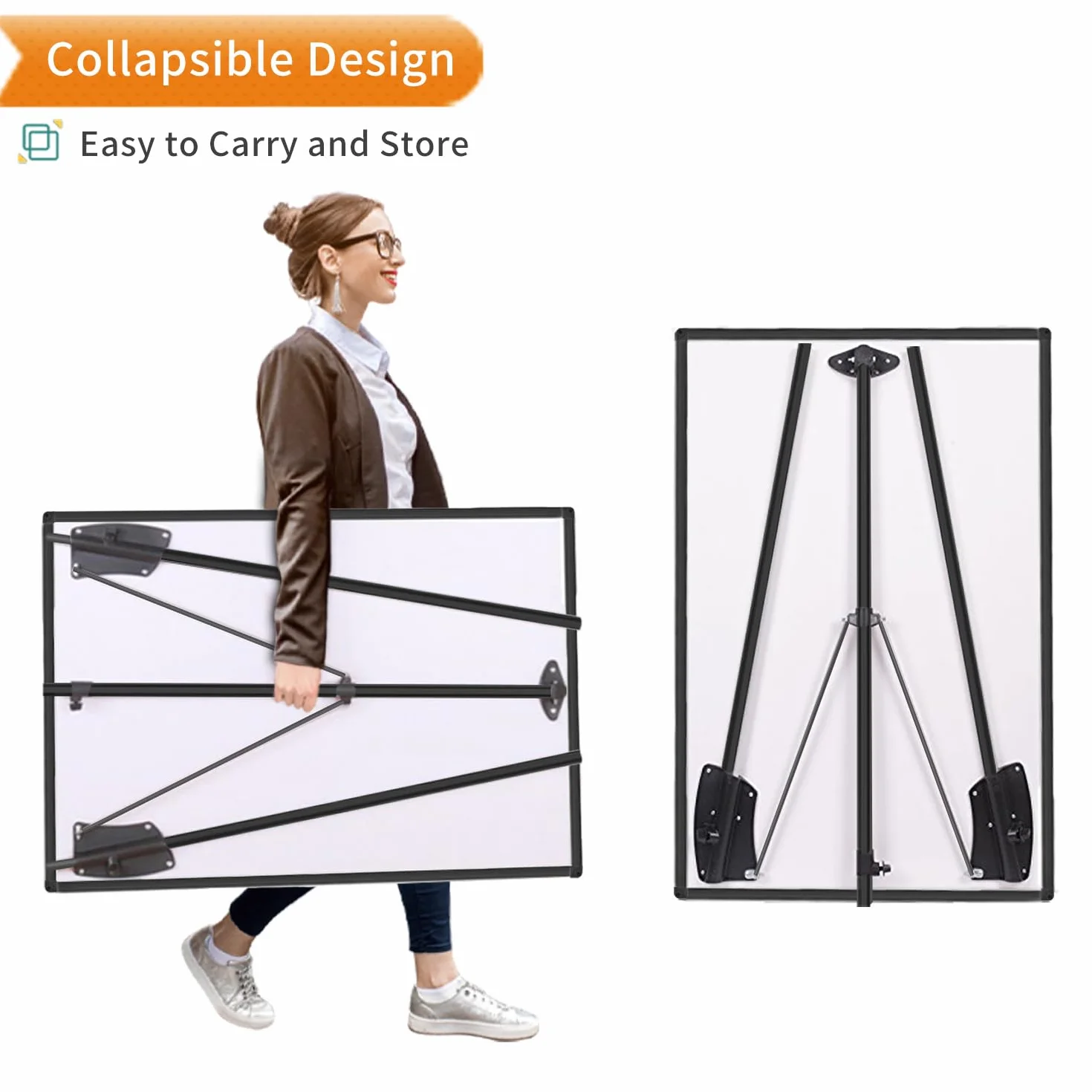 VIZ-PRO Magnetyczna sztaluga suchościeralna 90 x 60 cm czarna regulacja wysokości