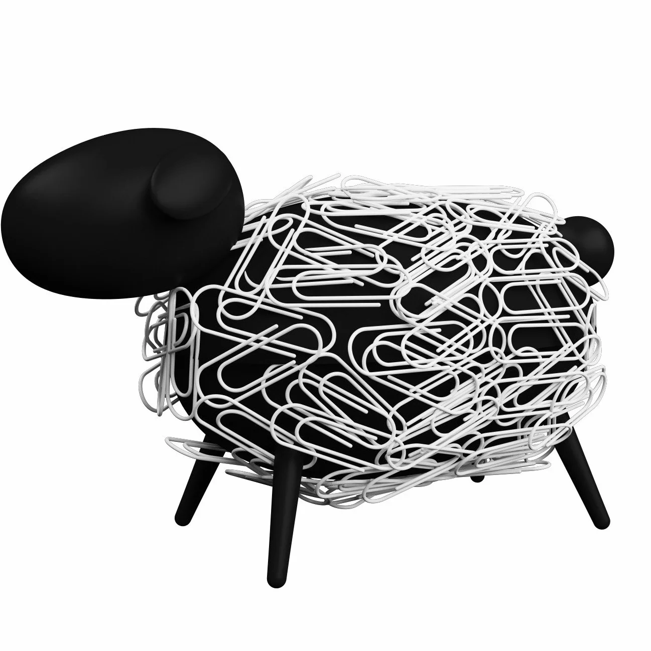 Sheepi – magnetyczny dozownik spinaczy biurowych owca – czarny z białymi klamerkami – zwierzęcy uchwyt na spinacze biurowe na każde biurko