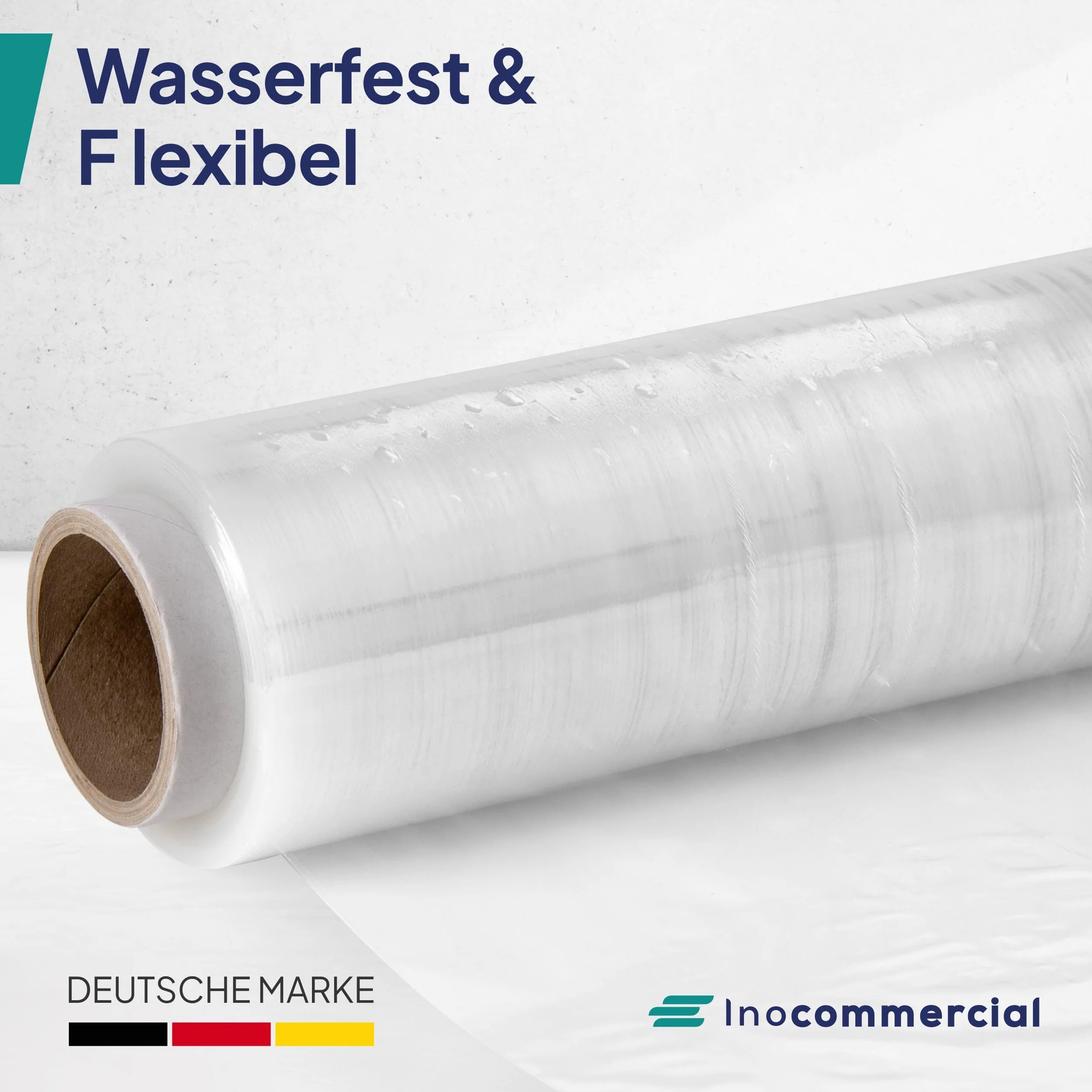 Inoverse 2 rolki folii stretch przezroczystej 50 cm x 300 m – 2 kg folii stretch do mebli i przeprowadzek, odporna na rozerwanie folia opakowaniowa na rolce, stabilna folia paletowa, rolka folii