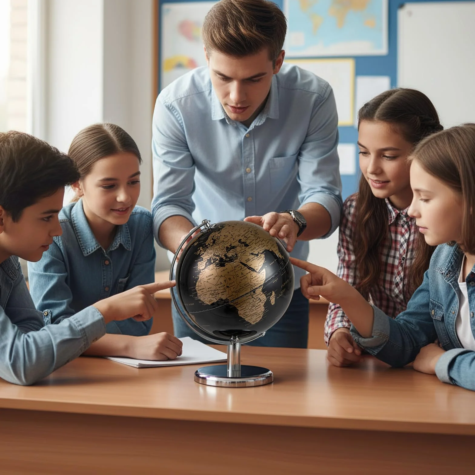 COSTWAY Globus 20 cm obracany 360° mapa angielska metalowy stojak edukacyjny geograficzny