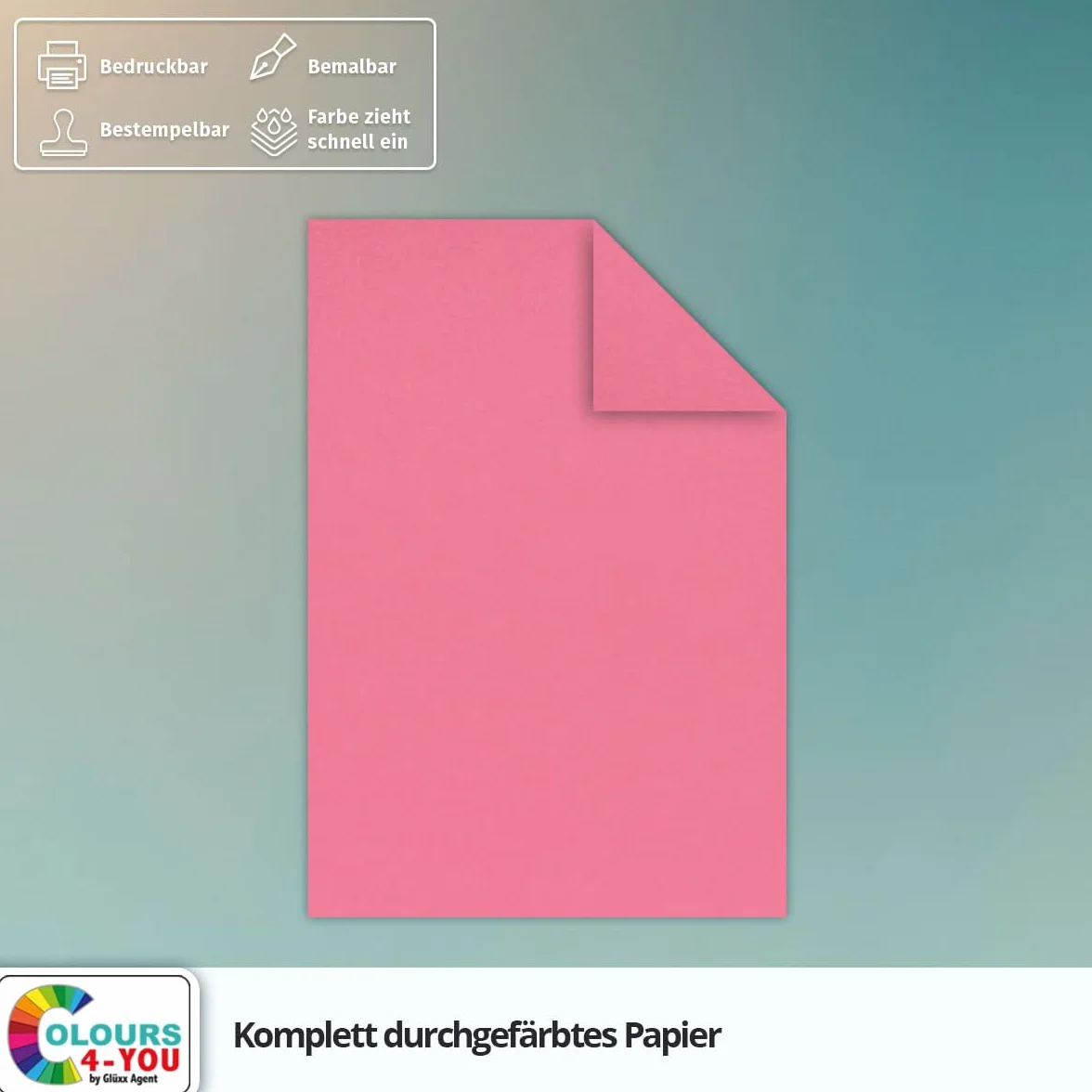 Colours-4-you arkusz papierowy DIN A4, karton do majsterkowania w kolorze różowym, 21,0 x 29,7 cm, 225 g/m², arkusz planowy, papier do majsterkowania, karton