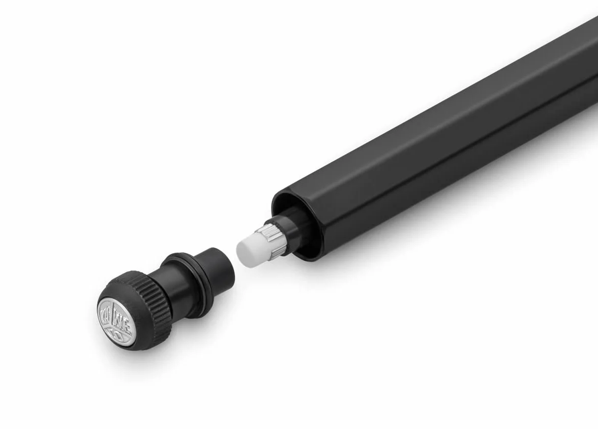 Kaweco SPECIAL Automatyczny O???wek 0,5 z Wysokiej Jako?ci Aluminium, O?miok?tny, 14 cm, Do Wielokrotnego Nape?niania, Czarny z Gumk? do ?cierania