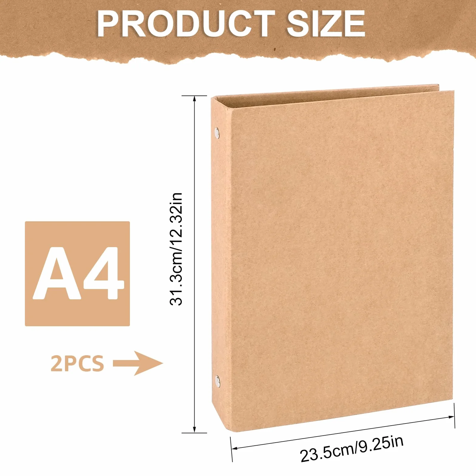 Tufa 2 segregator A4 z papieru Kraft, 4 pierścienie, format A4 Kraft, z dziurkaczem do biura, szkoły, wielofunkcyjne artykuły do majsterkowania