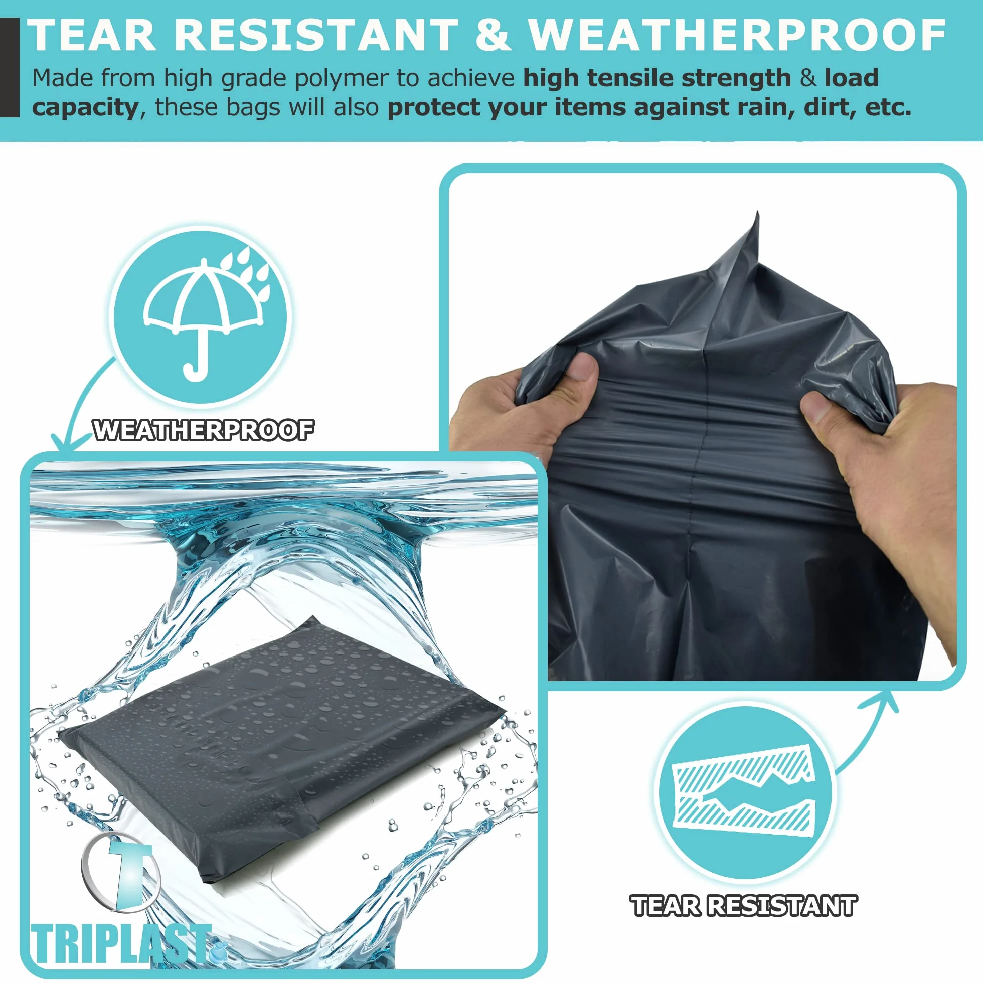 Triplast 17 x 24" (425 x 600 mm) torby pocztowe (opakowanie 25 sztuk) – duże samoprzylepne plastikowe torby pocztowe do pakowania i wysyłki