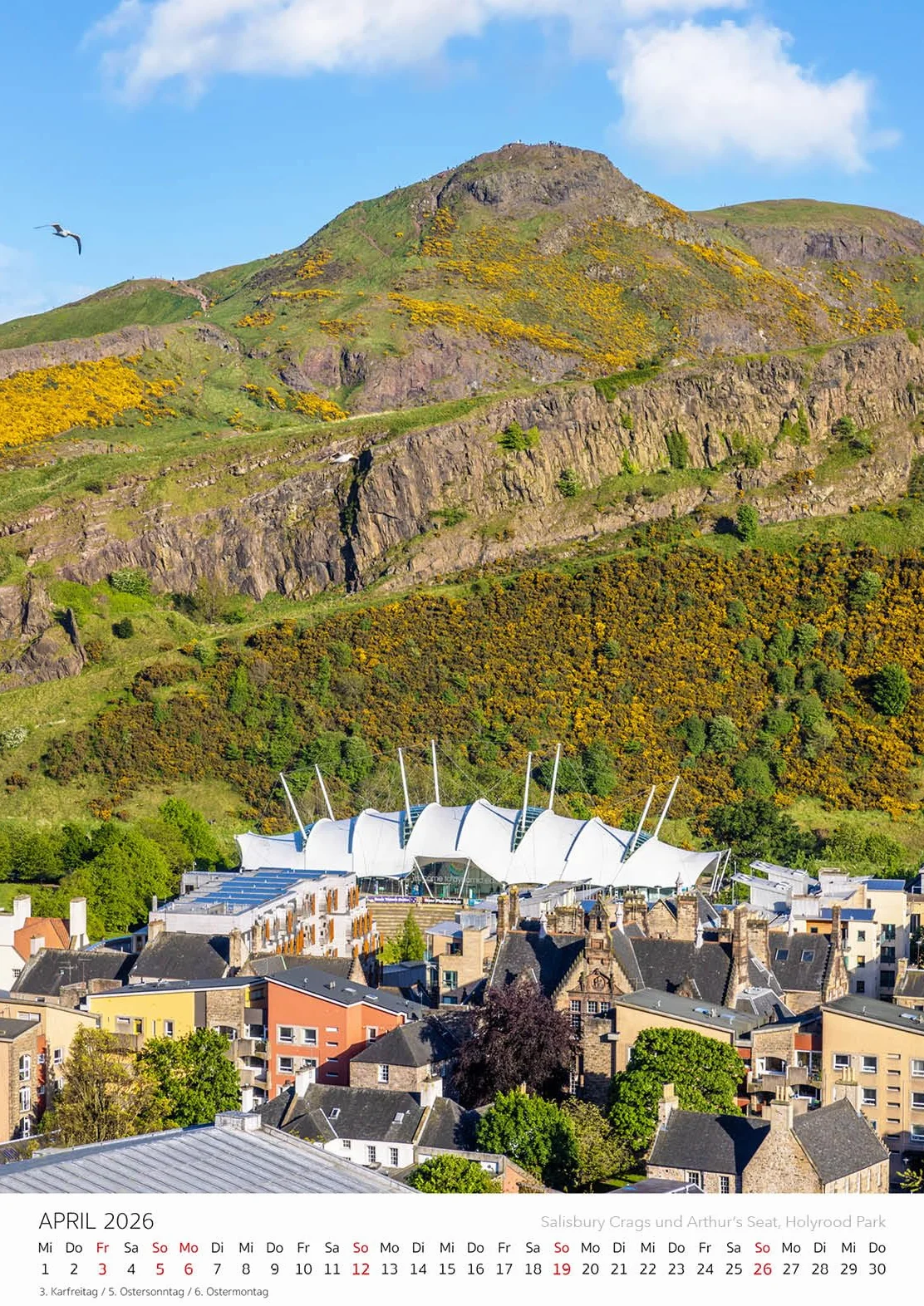 Edition Seidel Kalendarz Edinburgh 2026 DIN A3 Kalendarz Ścienny Wielka Brytania Szkocja Calton Hill Zamek Edynburski