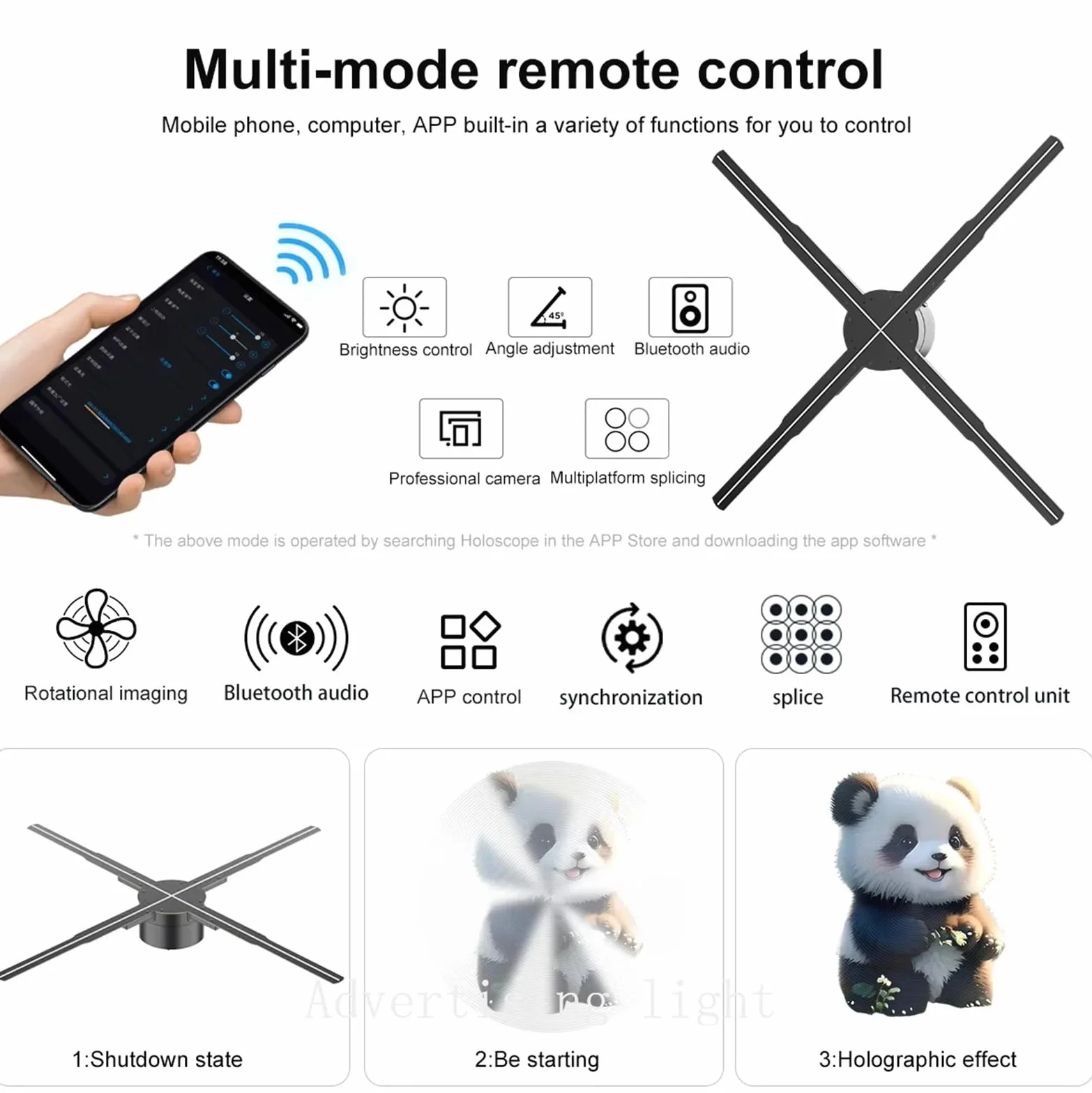 80CM 3D Hologram Projector Fan 928 LED beads Holographic Player 2000 * 928 support Video Shop Advertising Display Festival Light