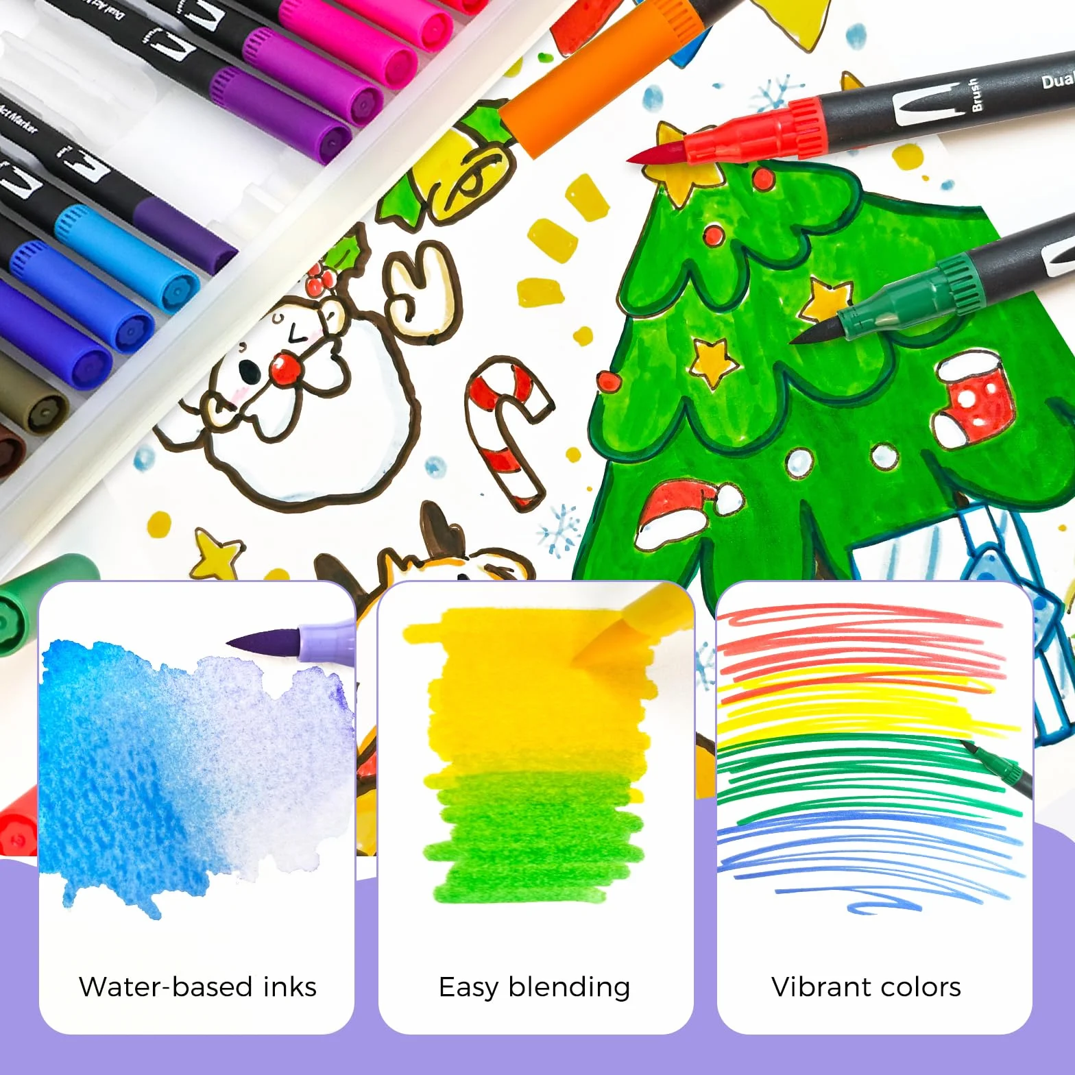 Artecho Zestaw cienkopisów z podwójnym pędzelkiem 72 kolory do bullet journal kaligrafii mangi