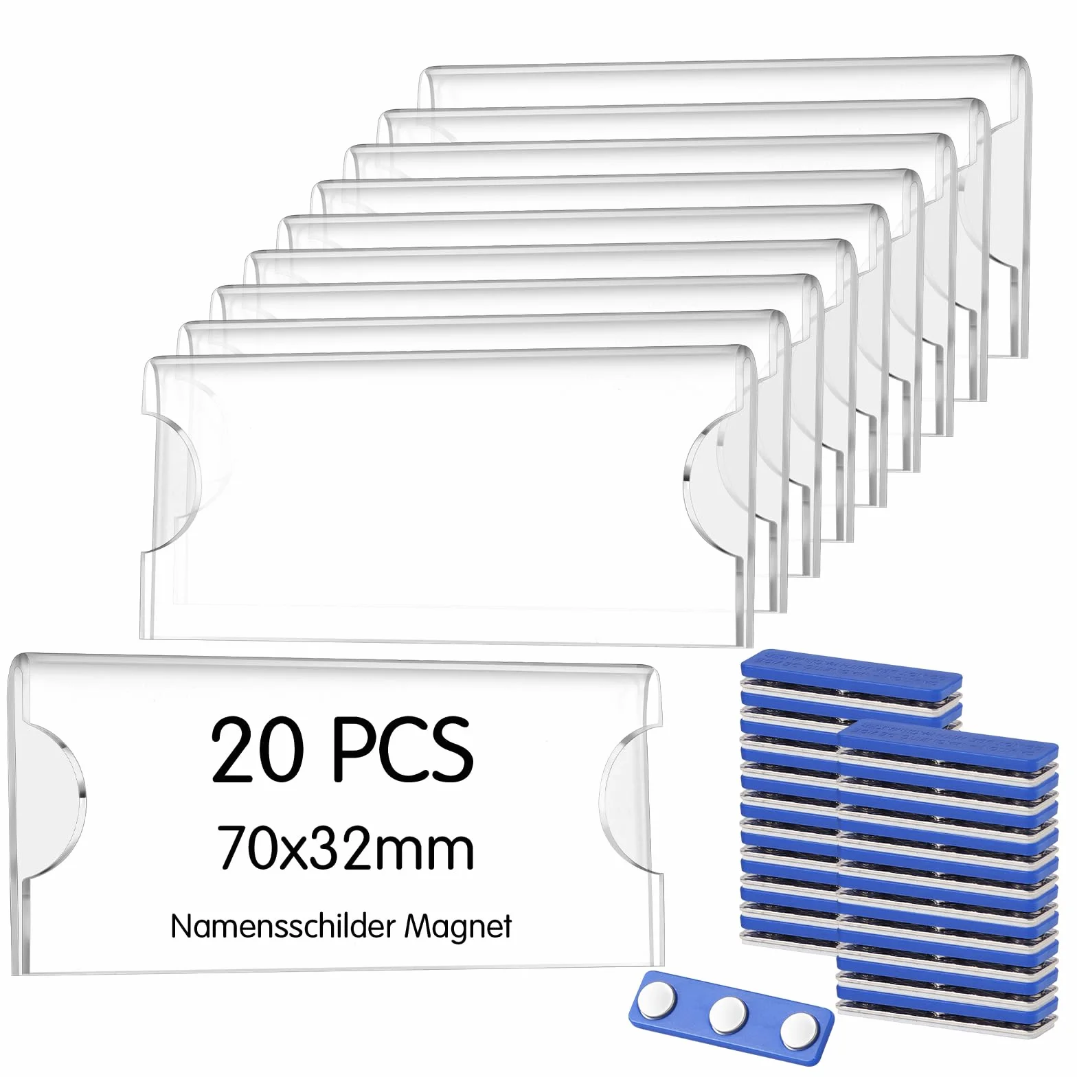 Magnetyczne tabliczki z nazwiskiem 75x30 mm 3-punktowy magnes do ubrań