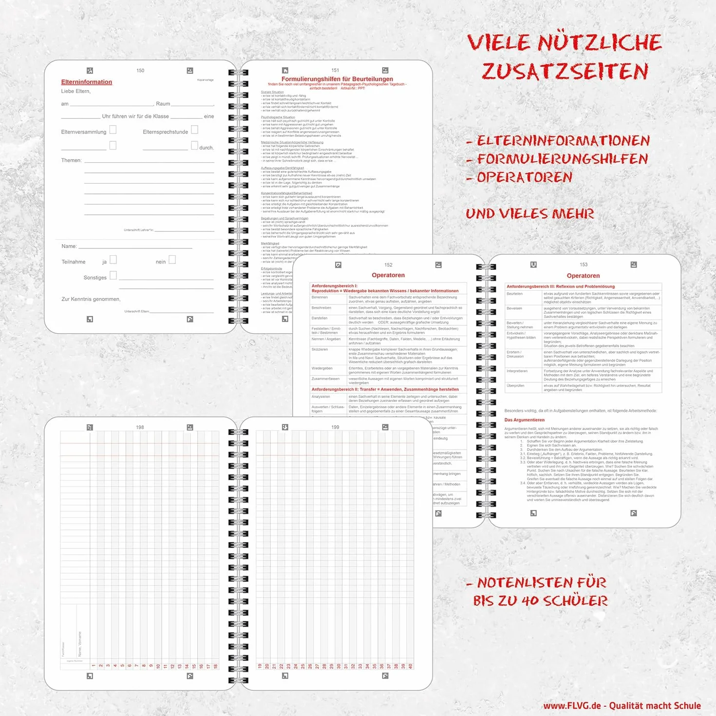 FLVG Kalendarz nauczyciela na rok 2025/2026, format A5 dla nauczycieli, kompaktowy planer szkolny, planer nauczyciela na lekcję, do szkoły i pracy