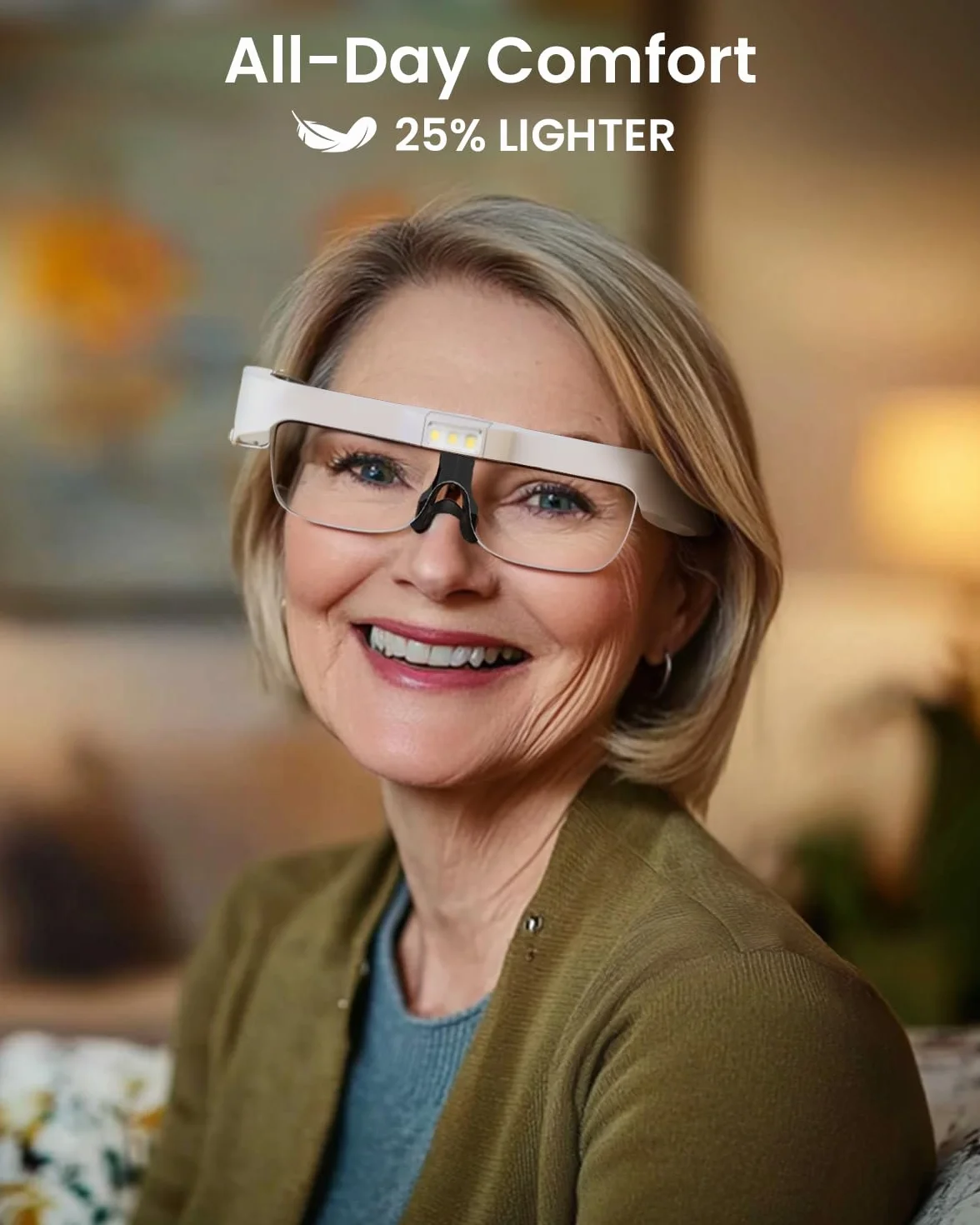 ARTDOT Okulary z lupą i światłem LED do robótek, duży wzrost z 3 LED i 5 soczewkami (0.75X–4.0X). Do diamond painting i akcesoriów malowania diamentami dla dorosłych