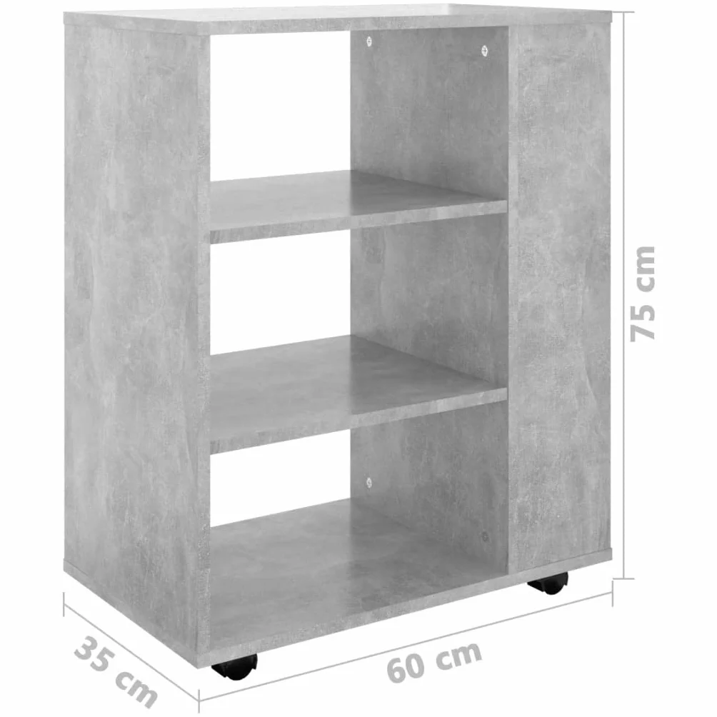 vidaXL Szafka na kółkach 60x35x75 cm beton szary