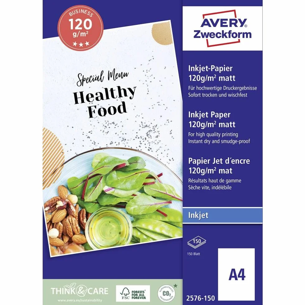 AVERY Zweckform Papier do drukarki atramentowej, A4, matowy, 120 g, 150 arkuszy