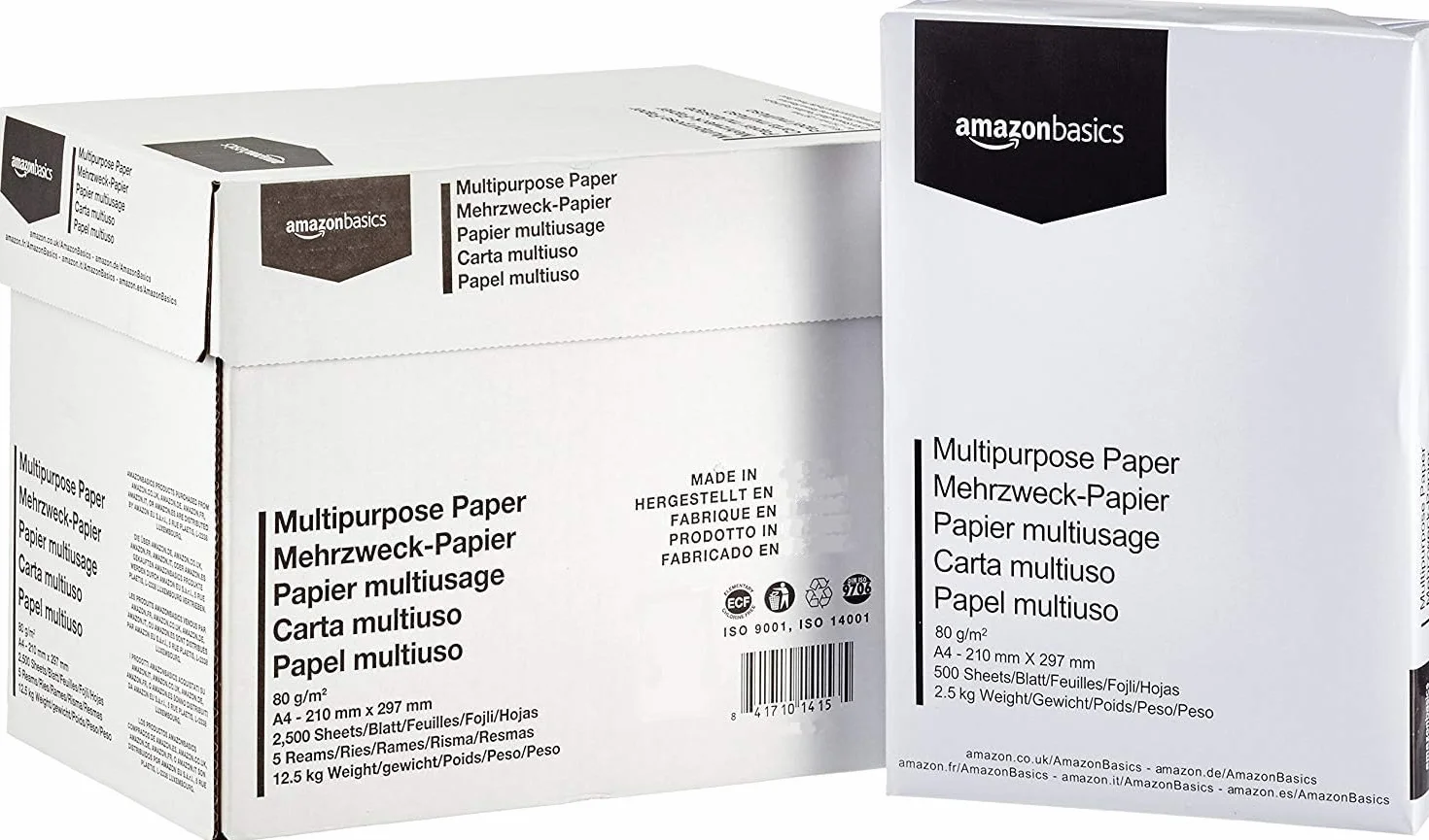 Amazonbasics MTPR-2500 Papier do Drukarek, Biały, 2500 x A4