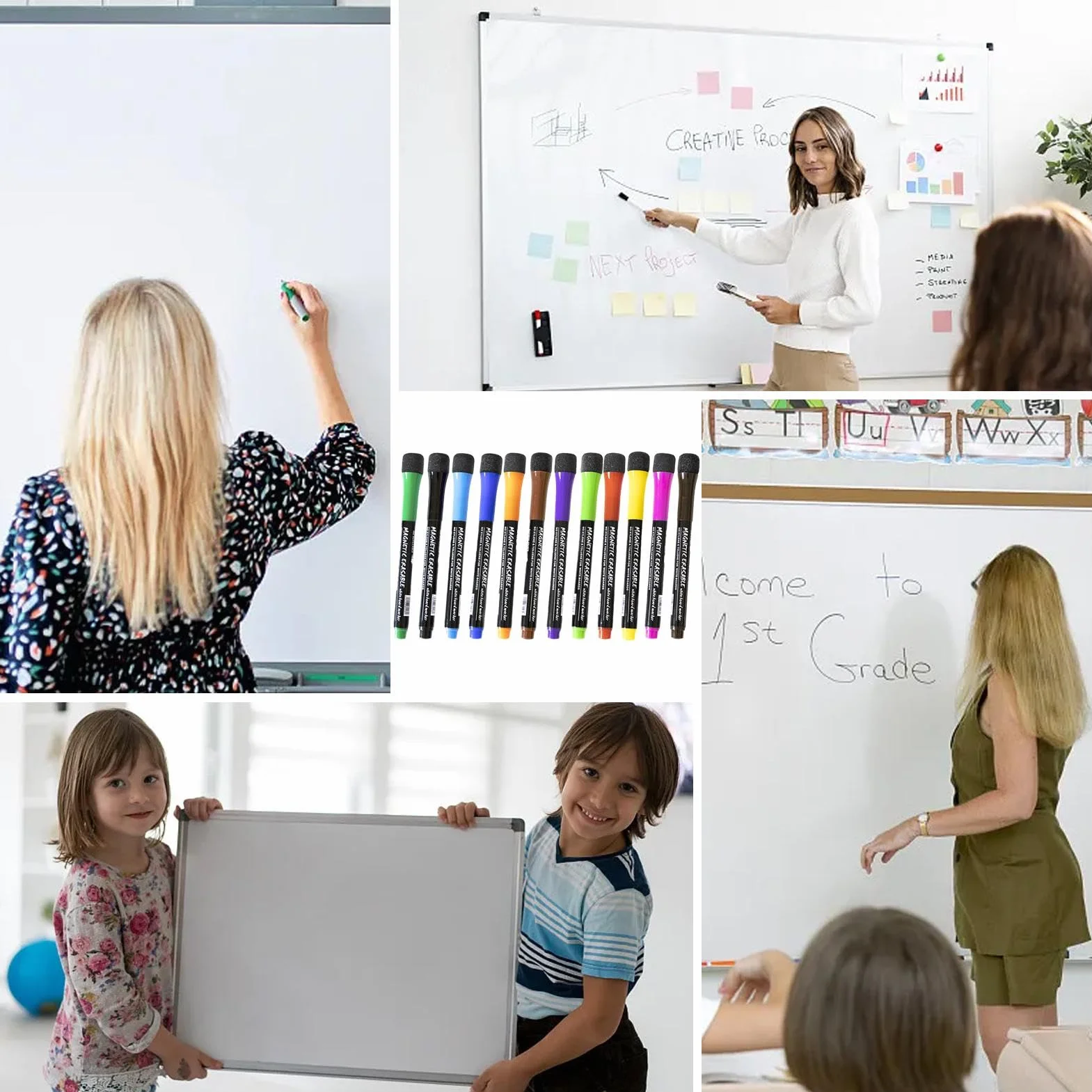 Magnetic Whiteboard Pens, Magnetic Whiteboard Pen, Magnetic Whiteboard Pens, 12 opakowa? magnetycznych markerów do tablic magnetycznych, niskim zapachu pisaki do tablic magnetycznych, cienkich
