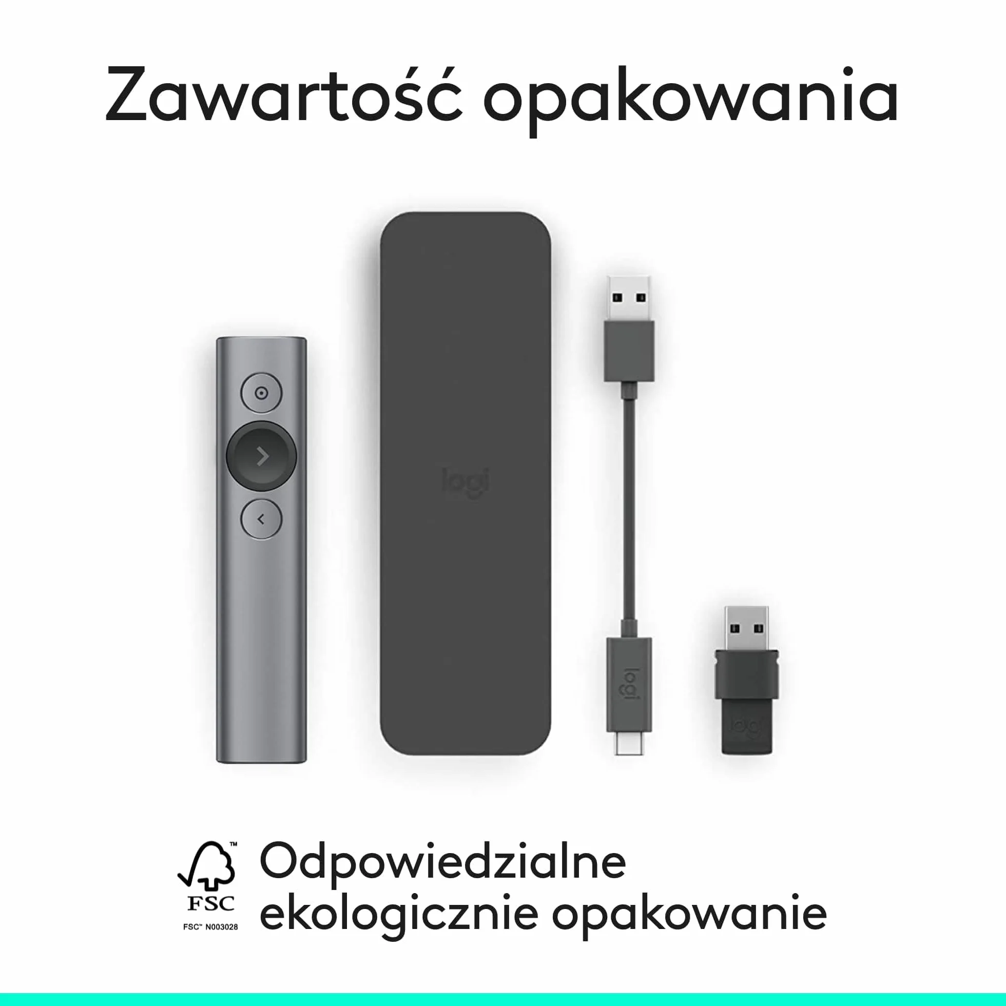 Logitech Spotlight™ Presentation Remote, Z zaawansowanym cyfrowym wskaźnikiem i zegarem z alertami wibracyjnymi, PC/Mac - Szary
