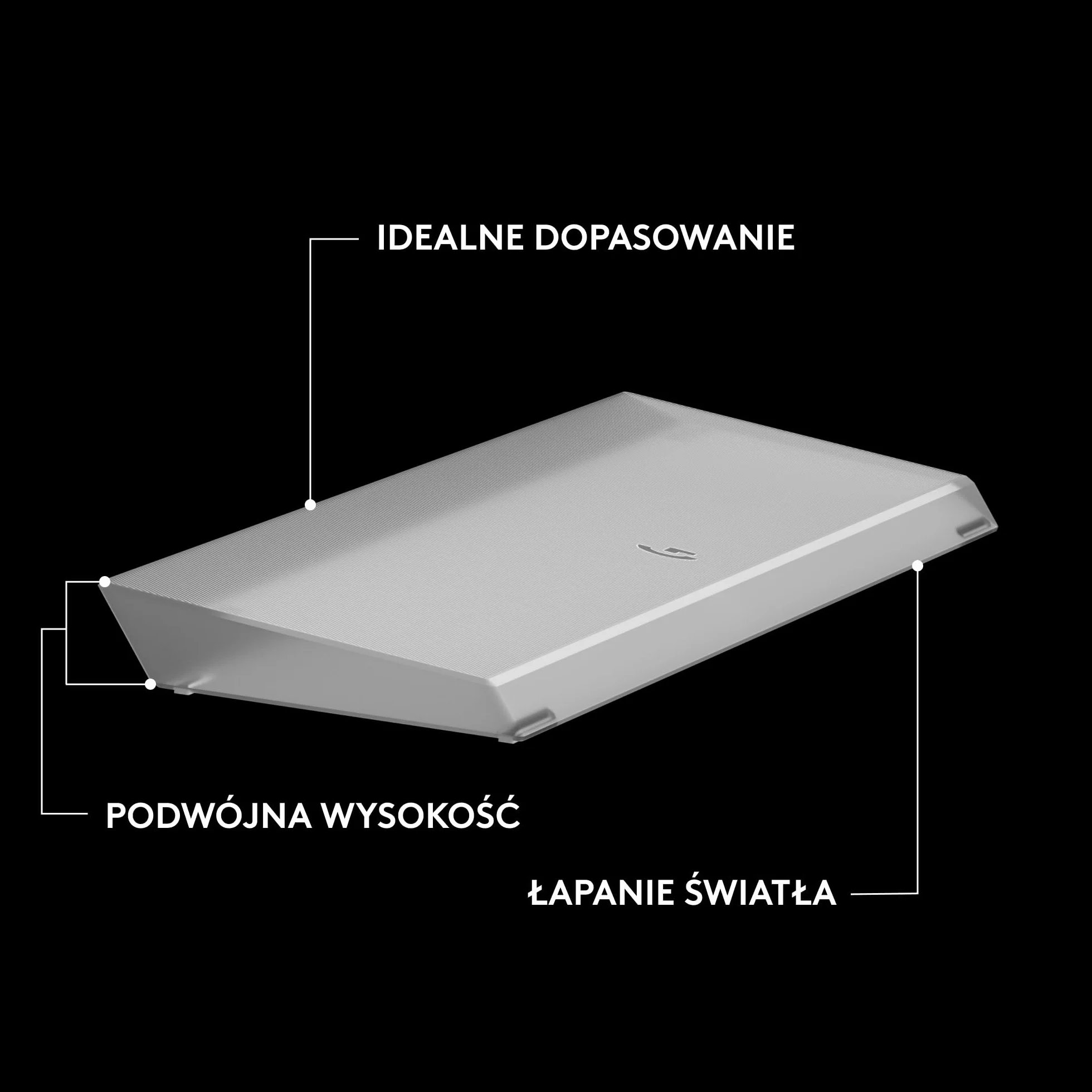 Logitech G G512 X PALM REST 98, LIGHTSYNC RGB – akrylowa podpórka pod nadgarstki z grawerem laserowym, która wzmacnia efekt świetlny, zaprojektowana dla modelu G512 X 98 – Przezroczysta