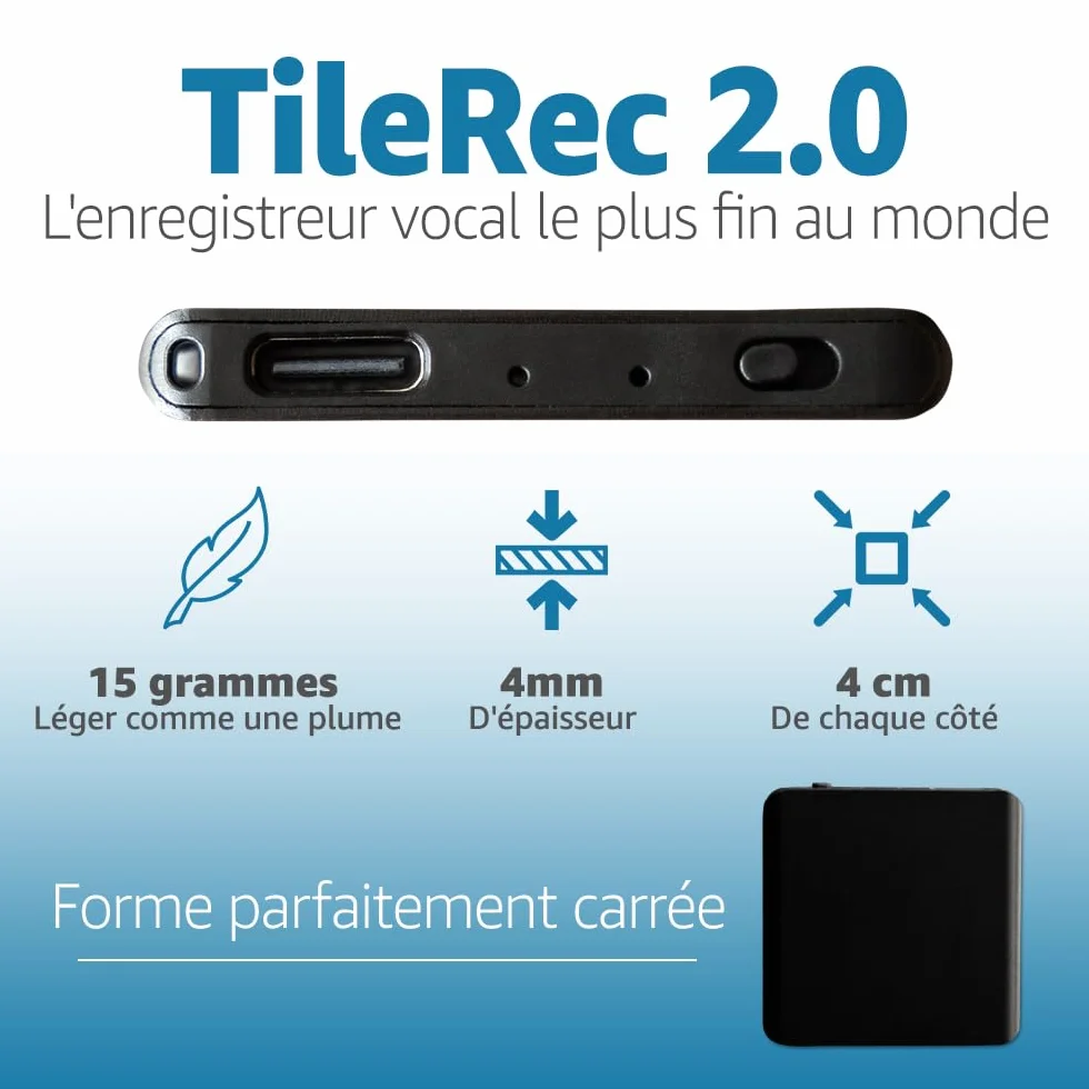 TileRec Atto Digital rejestrator aktywowany głosem 145h bateria 24h obudowa ze stopu