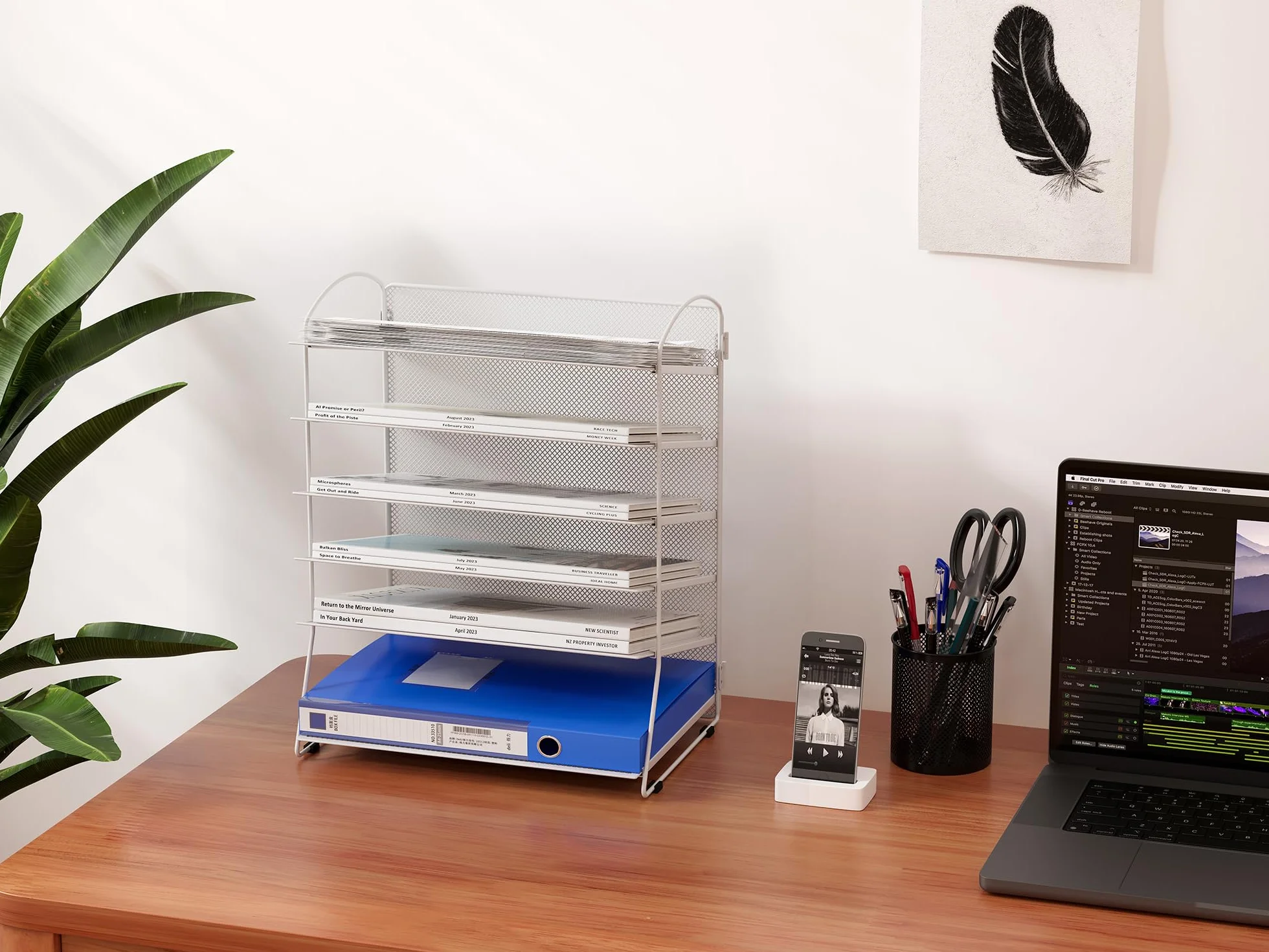 EasyPAG Organizer na Biurko A4 6 Przedziały Metal Siatka,Taca na Czasopisma,Stojak na Dokumenty,Półka na Listy do Domu & Biura,Srebrny