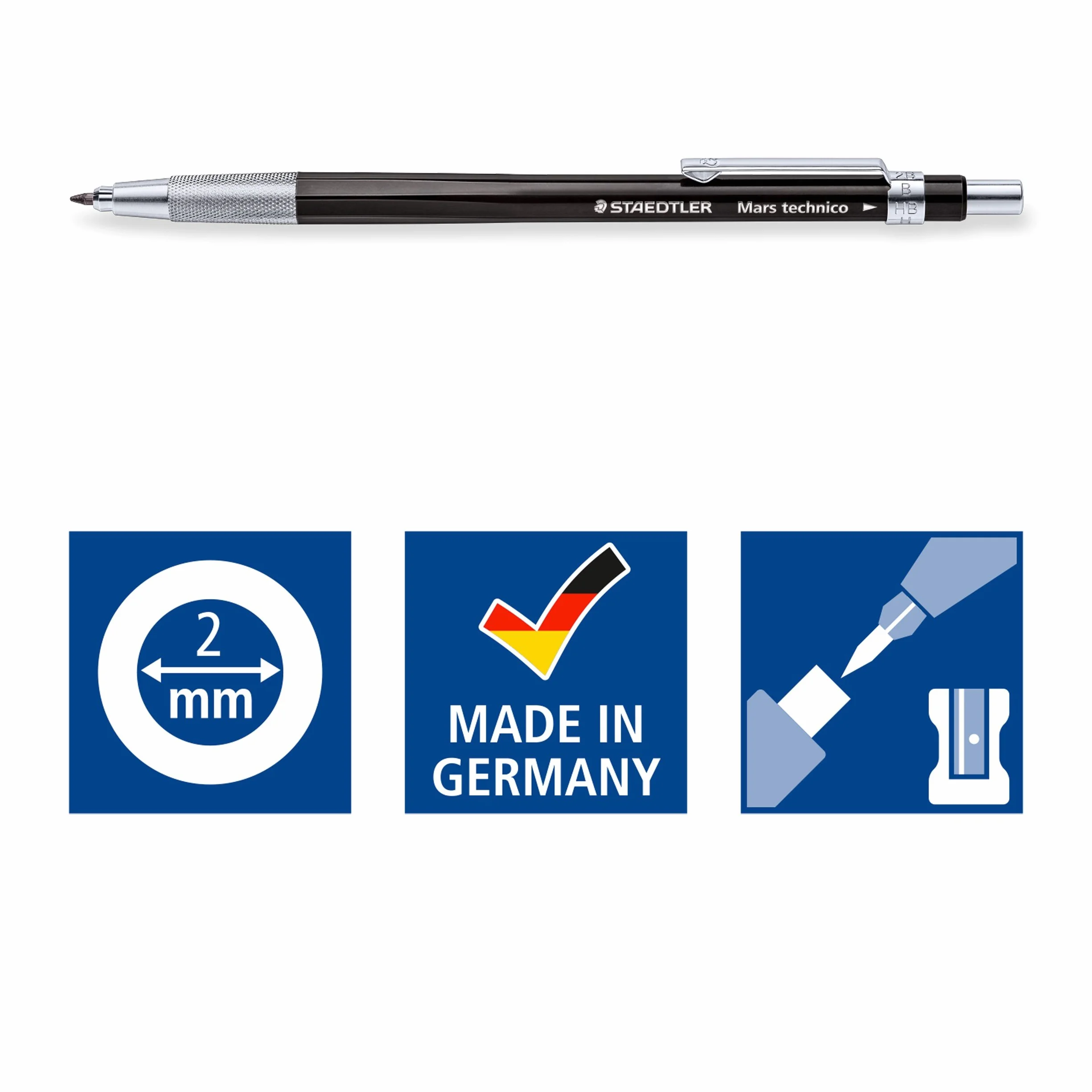 STAEDTLER 780 C BKP6 Mars Technico ołówek sprzęgła z wbudowaną temperówką - HB, szerokość linii 2 mm (opakowanie 1 + darmowa gumka do ścierania)