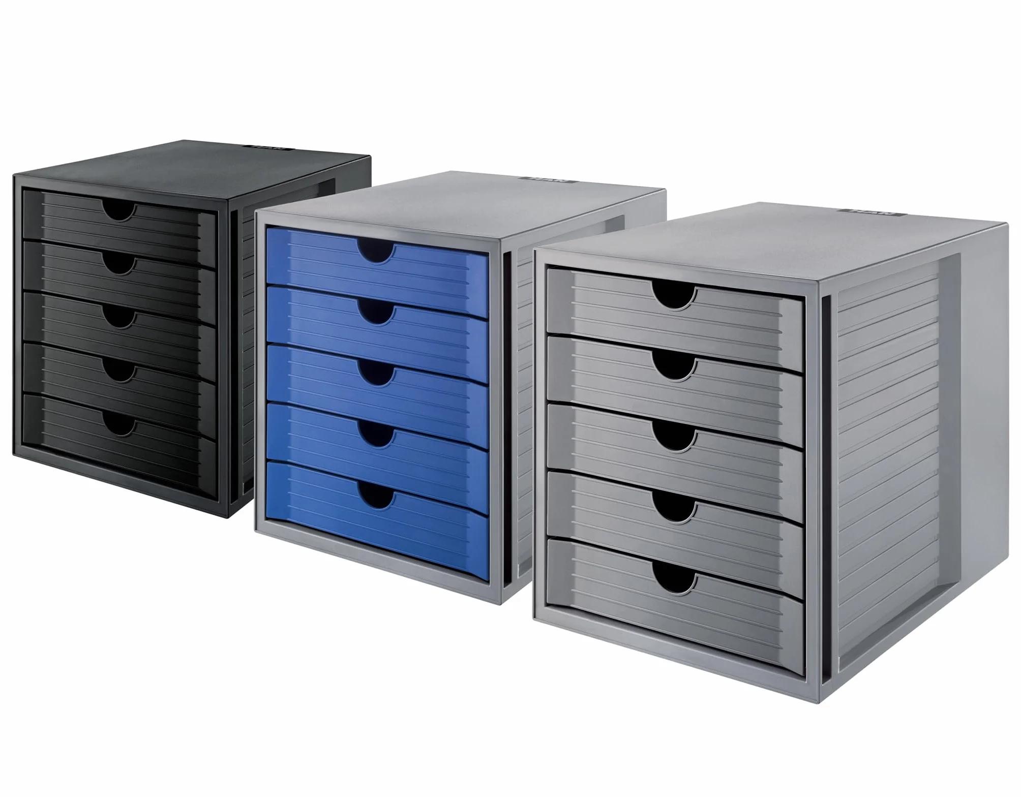 HAN Pudełko z szufladami SYSTEMBOX KARMA min. 80% tworzywo sztuczne z recyklingu z 5 zamkniętymi szufladami, biurko, szafa, w zestawie blokada wysuwu + klips do opisu, gumowe nóżki, 14508-16,