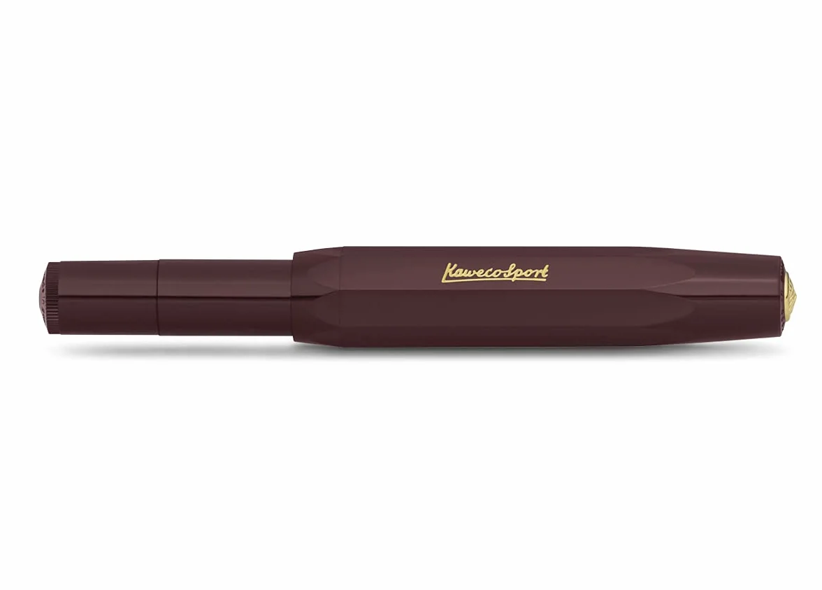 Kaweco CLASSIC SPORT Pióro wieczne, bordowe, ze stalówką pozłacaną 23-karatowym złotem i końcówką irydową do wkładów atramentowych, pióro wieczne I Sport, 13 cm, stalówka: EF (bardzo cienkie)