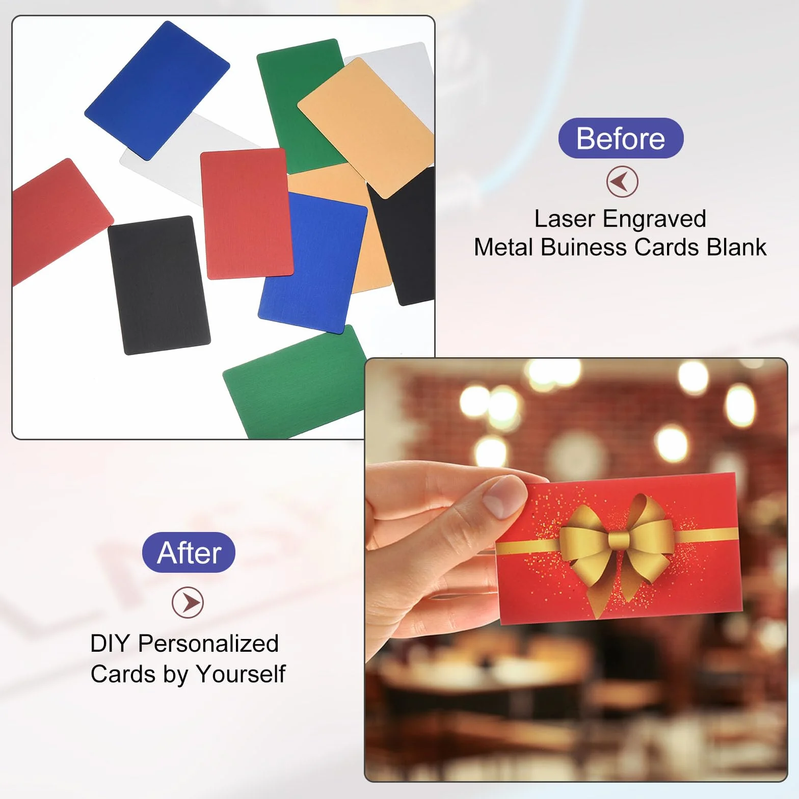PATIKIL 15 sztuk metalowych wizytówek anodyzowanych o grubości 0,8 mm anodowane aluminiowe puste kartki imienne, 8 x 5 cm, grawerowana laserowo, wizytówka do samodzielnego wykonania, czarna