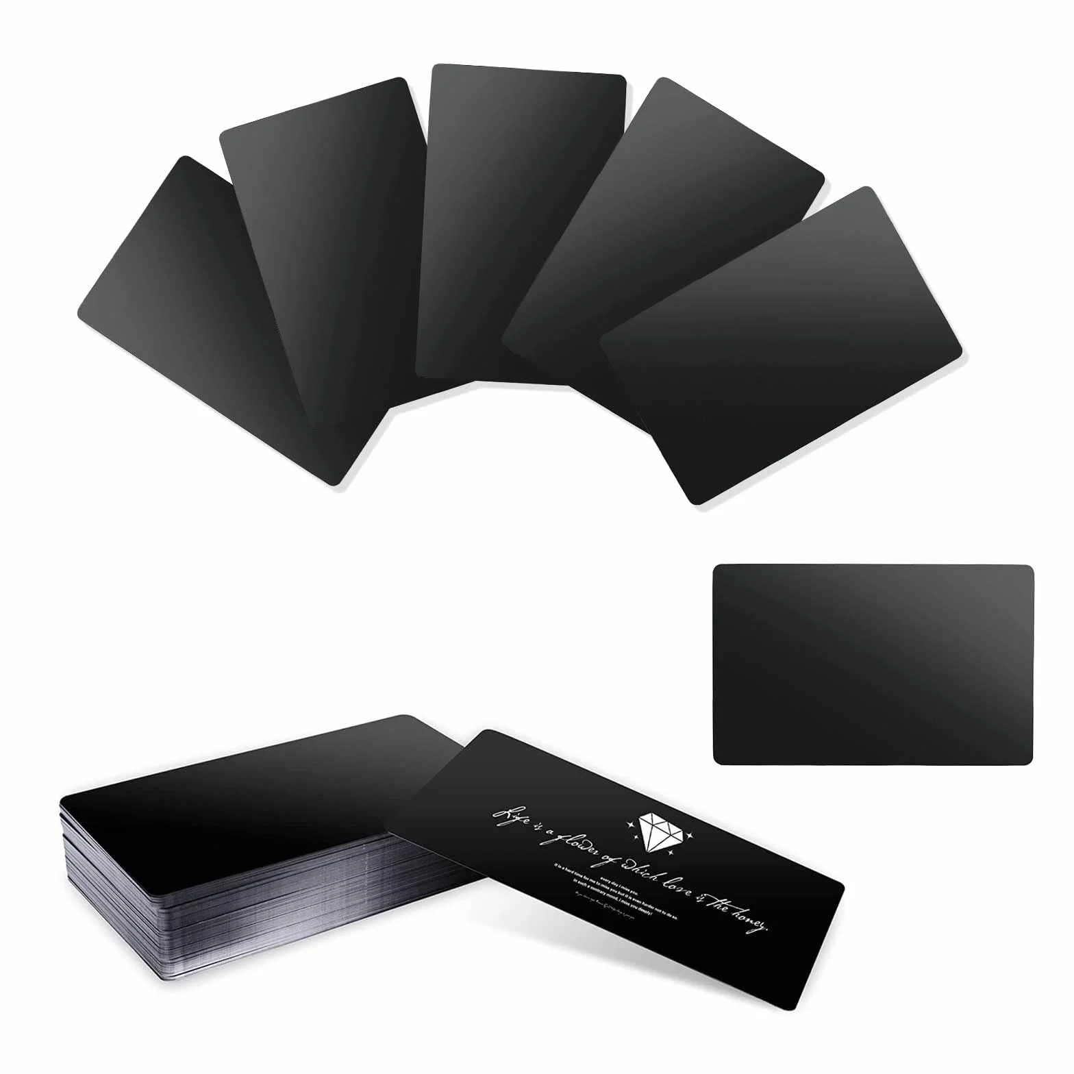 100 sztuk pustych wizytówek, metalowe wizytówki, aluminium, na okazje biznesowe, urodziny i święta, 8,6 x 5,4 cm, czarne