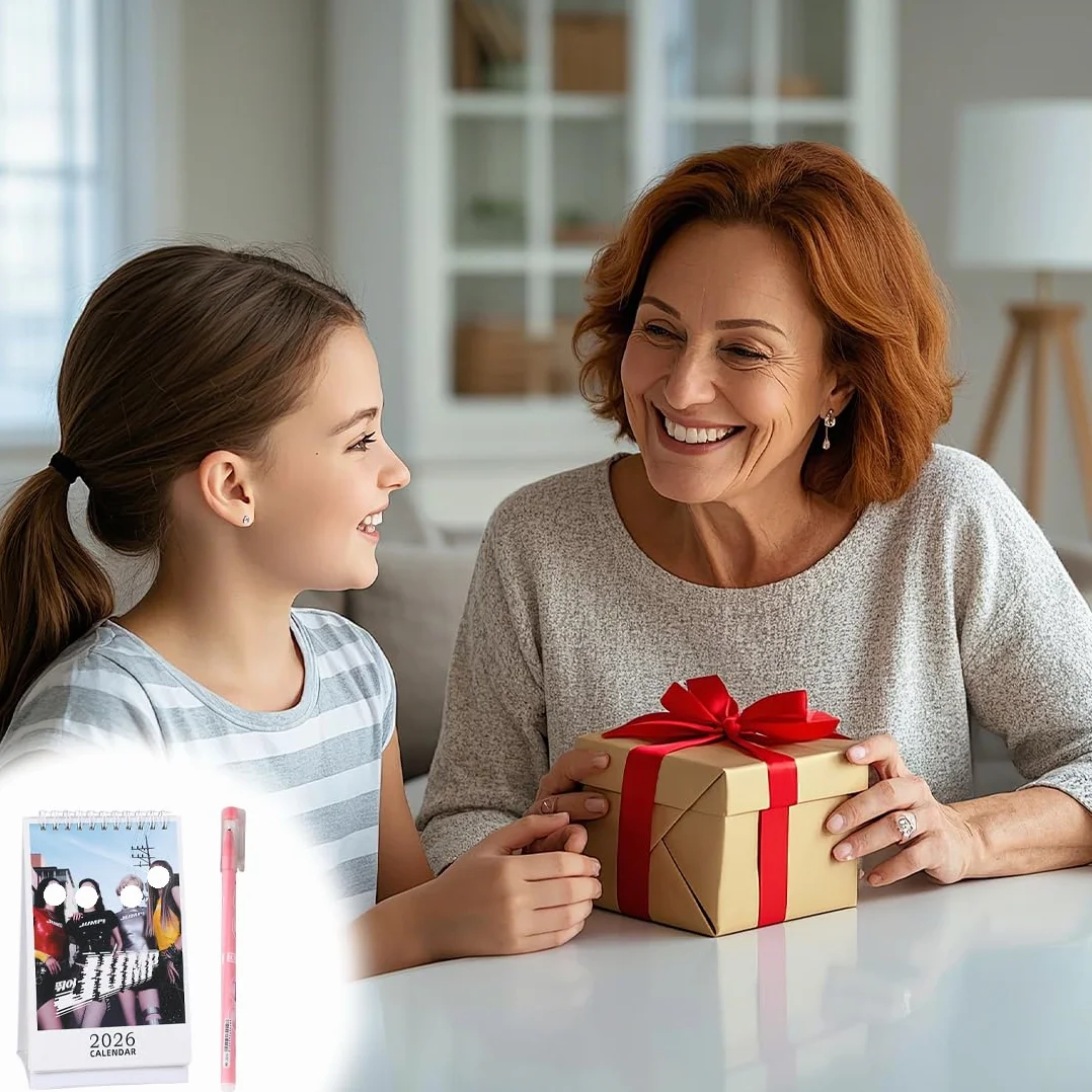 1 sztuka Blackpink 2026 kalendarz biurkowy do dekoracji biurka K-Pop Blackpink Zdjęcie, z czarnym wymazywalnym długopisem, kalendarz wsparcia dla fanów